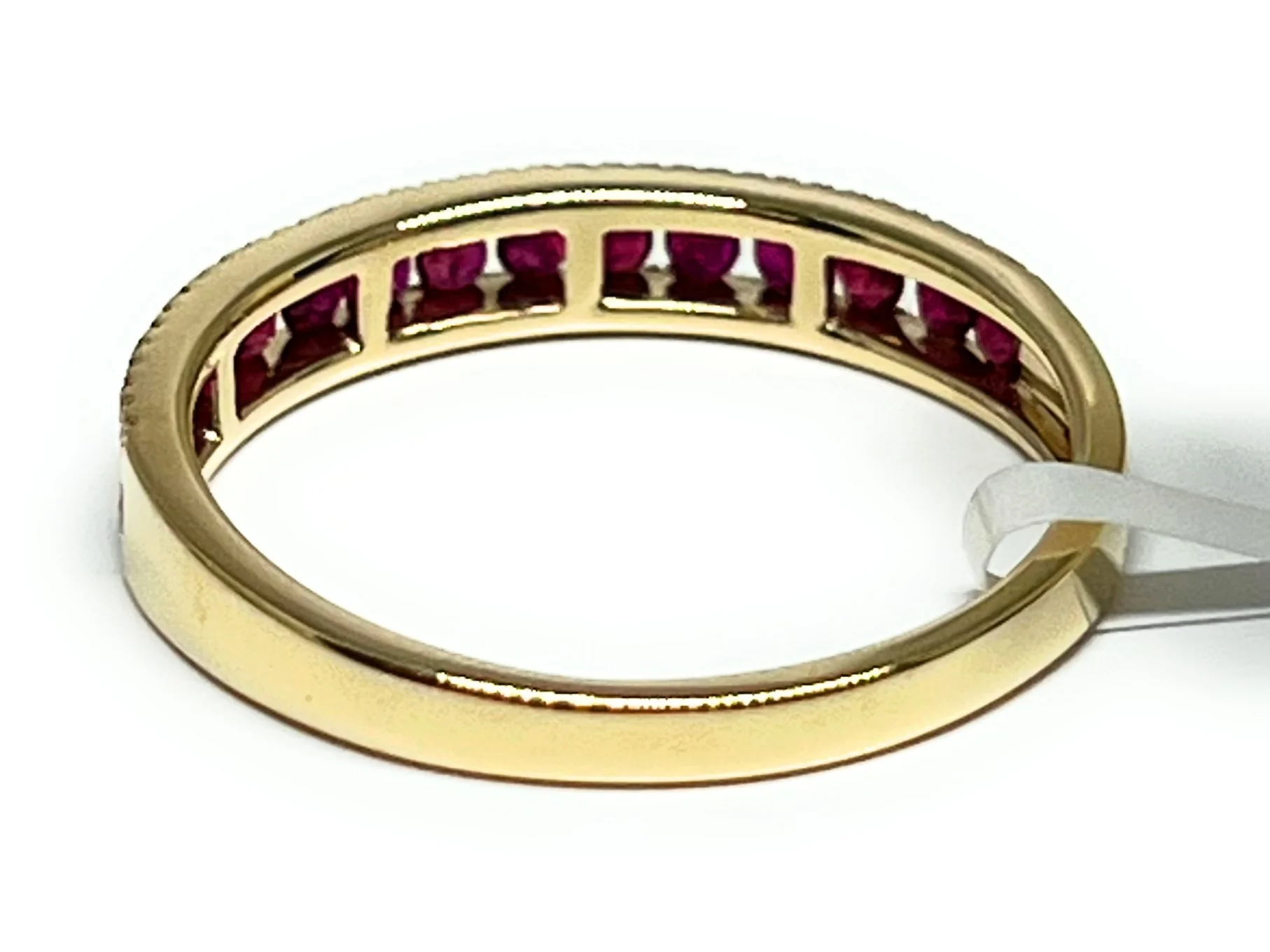 14k Solid Gold Round Brilliant Cut Diamond & Ruby Ring Band 0.54ct (FCD 28) - Image 3