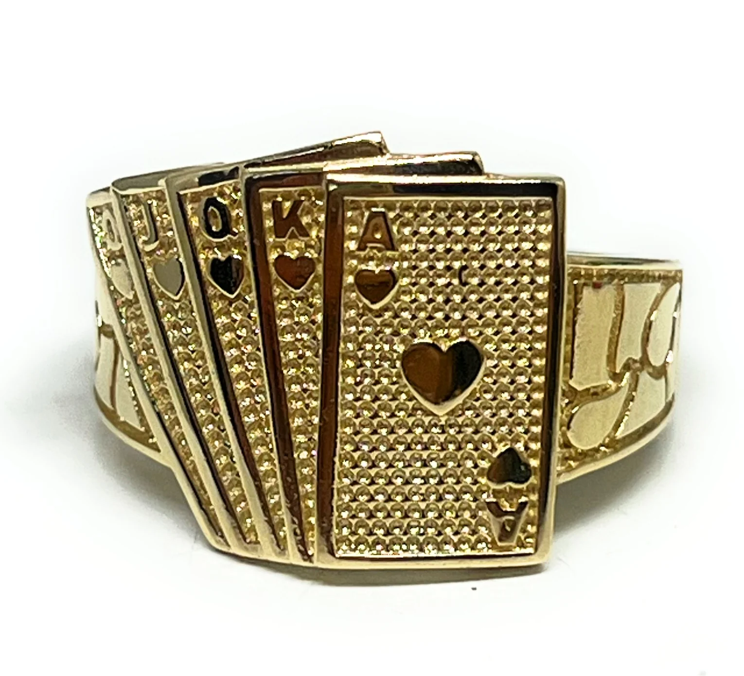 14k Solid Gold ROYAL FLUSH POKER Ring