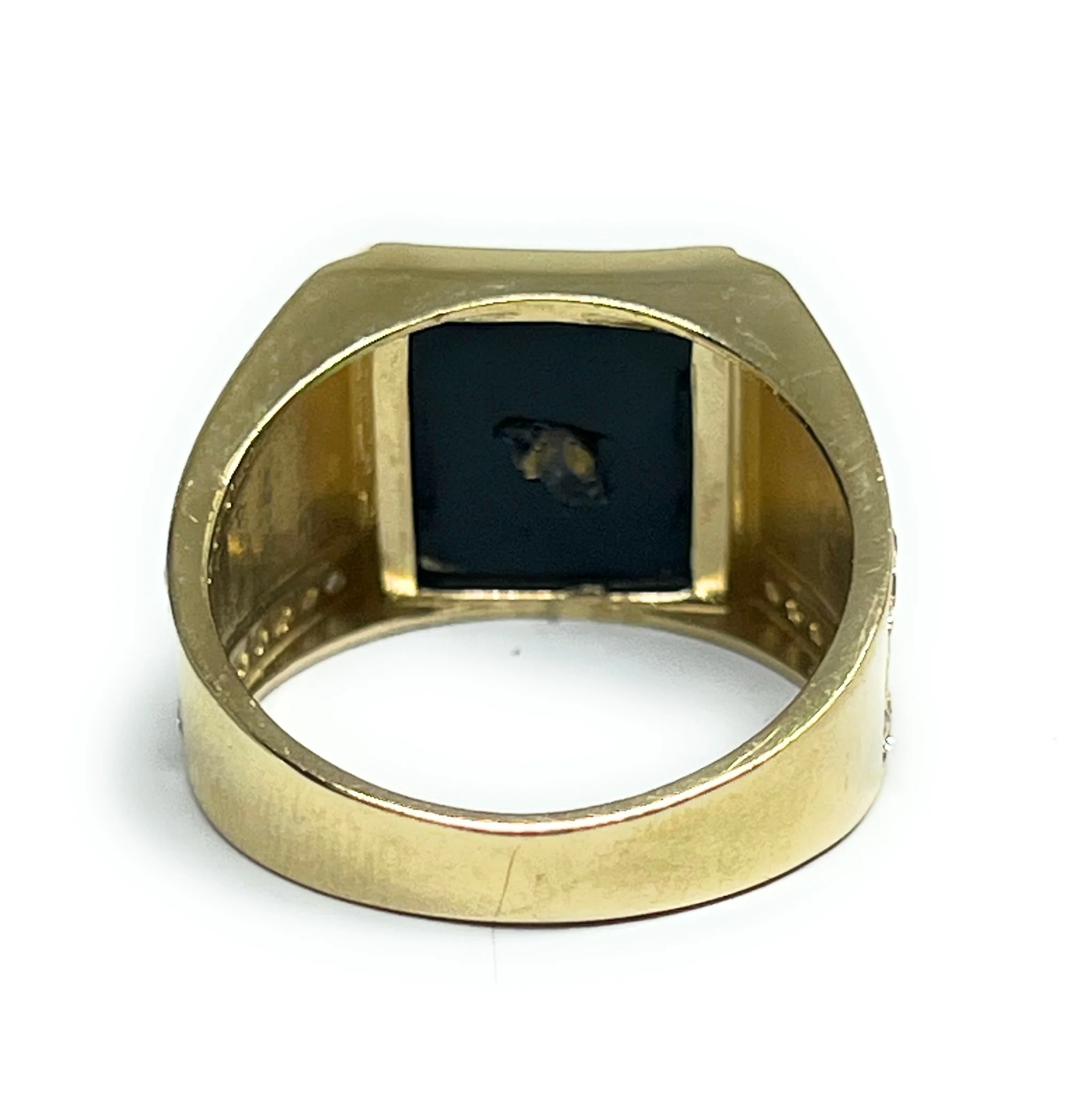 14k Solid Gold SAAN JUDAS SAAINT JUDE ONYX CZ GREEK BORDER Ring (8.9g) - Image 3