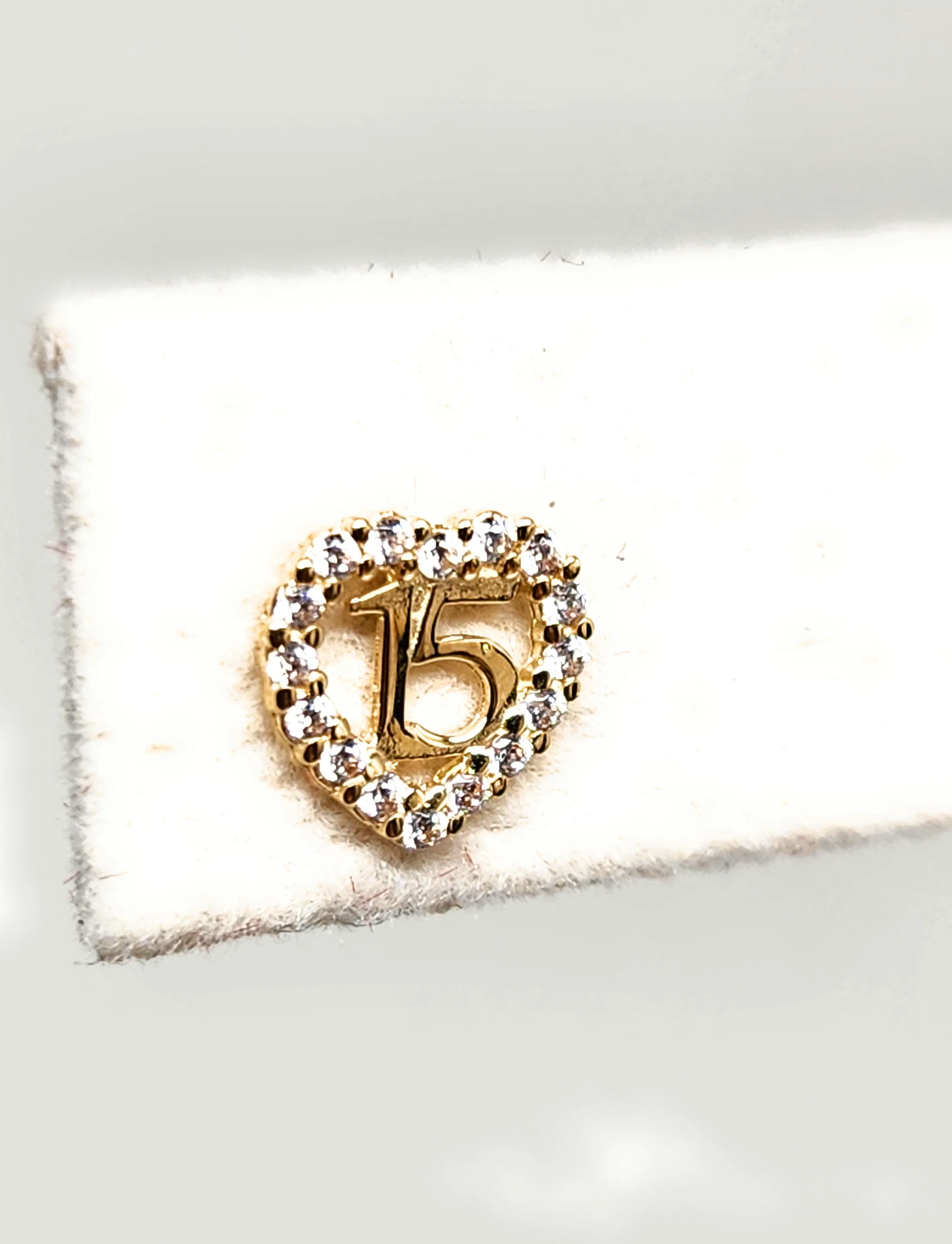 14k Solid Gold SMALL DAINTY Mis 15 Años HEART CZ Stud Earrings (FCE 54) (MADE IN MX) - Image 4
