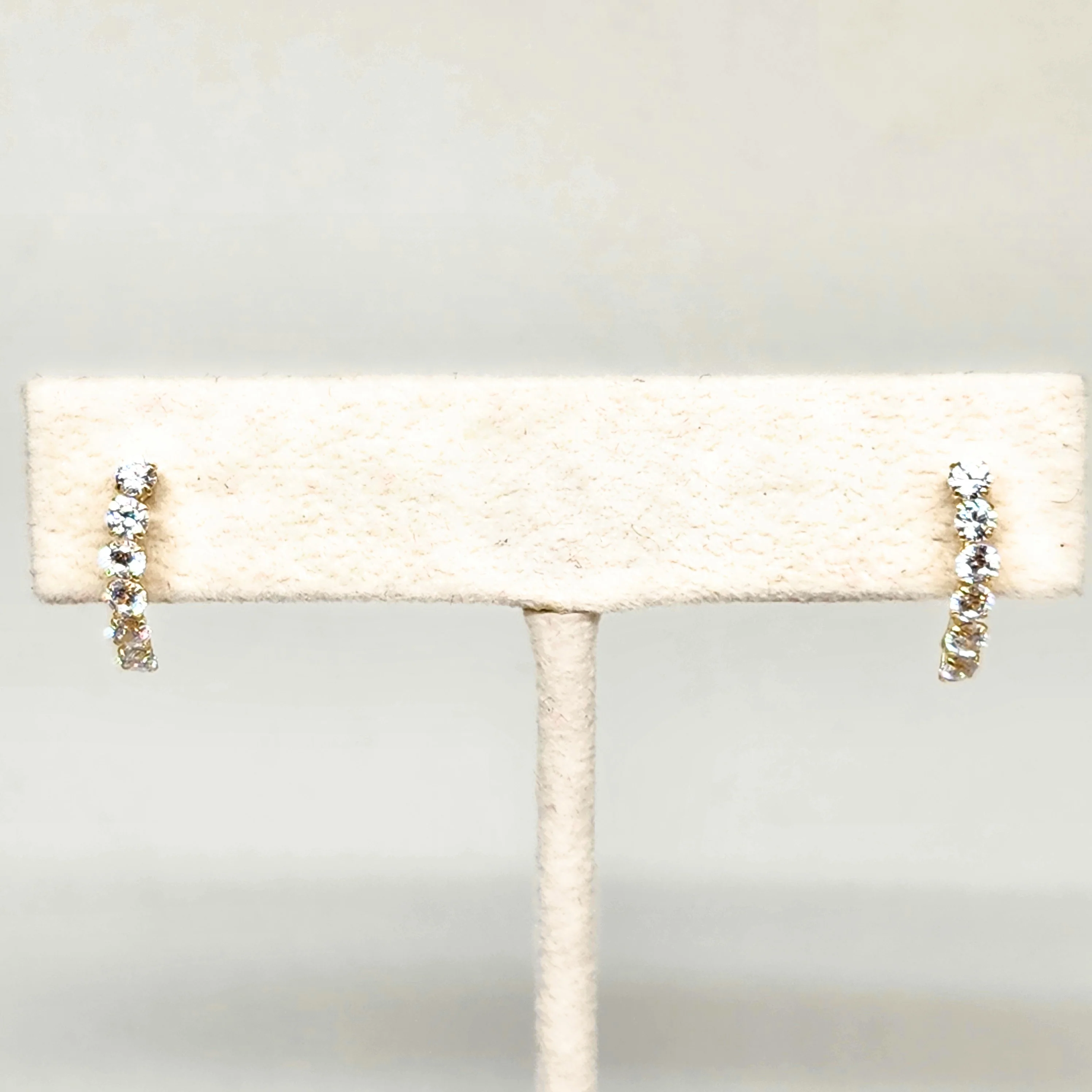 14k Solid Gold Curved CZ STUD Earrings (FCE 60) (MADE IN MX) - Image 4