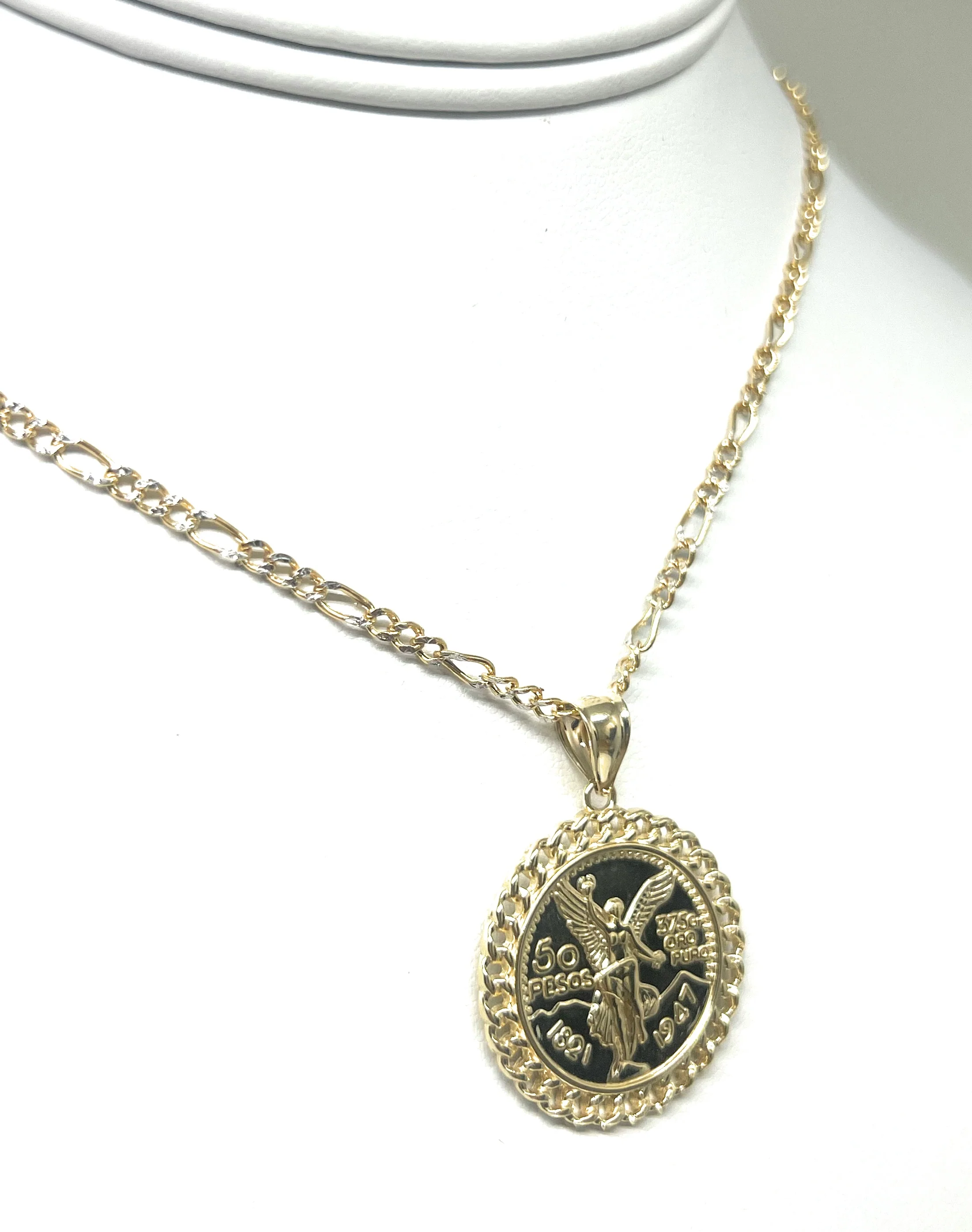 14k Solid Gold SMALL MINI  Mexican Cenntenario Pendant Necklace (SM, MED) - Image 6
