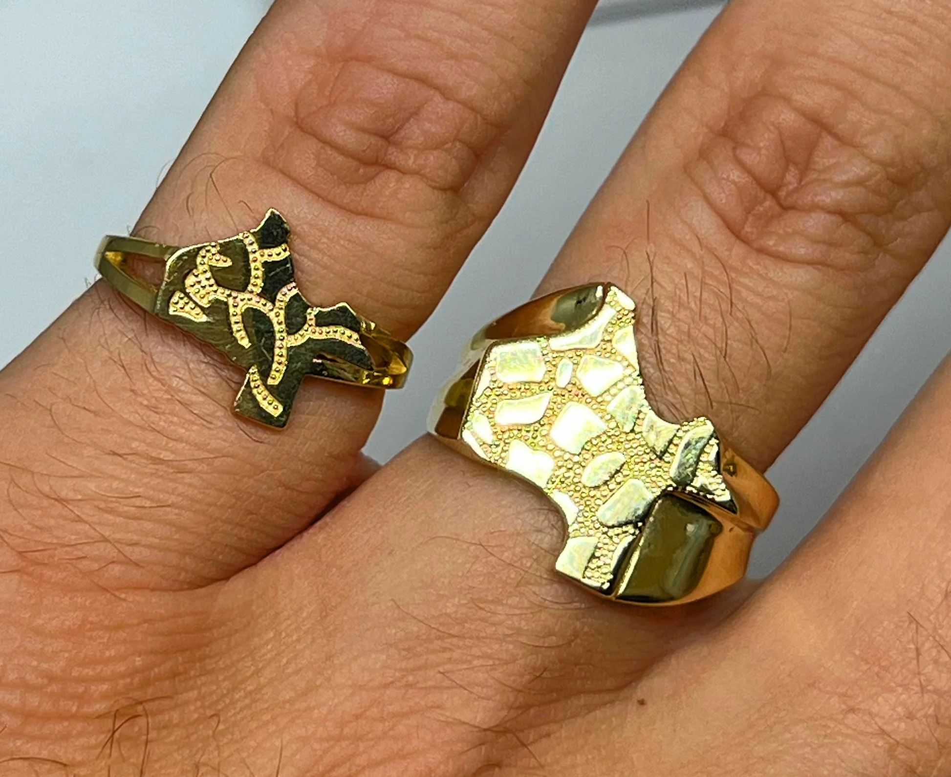14k Solid Gold TEXAS Nugget Ring (SM, LG) - Image 3