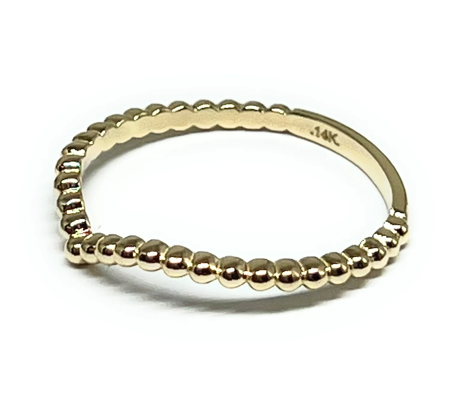 14k Solid Gold Textured Chevron Band Ring (FC 238) - Image 3