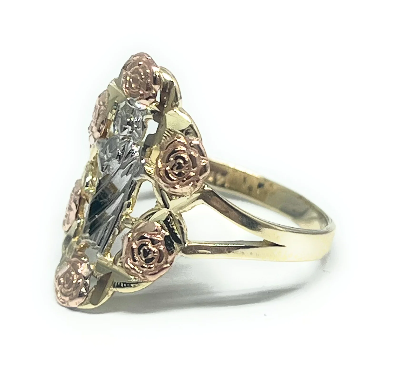 14k Solid Gold Tri-Color Saan Judas FLOWER Ring - Image 2