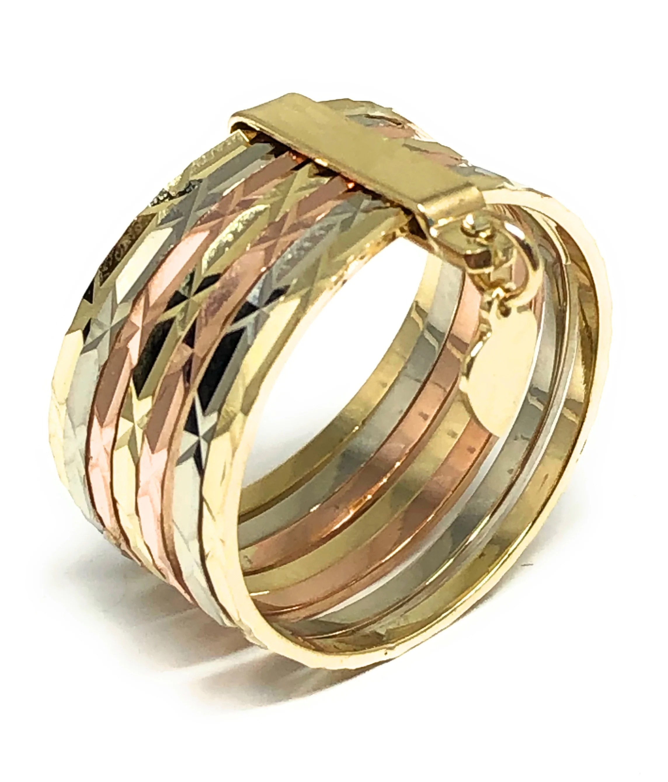 14k Solid Gold Tri-Color Seminario Heart Ring - Image 3