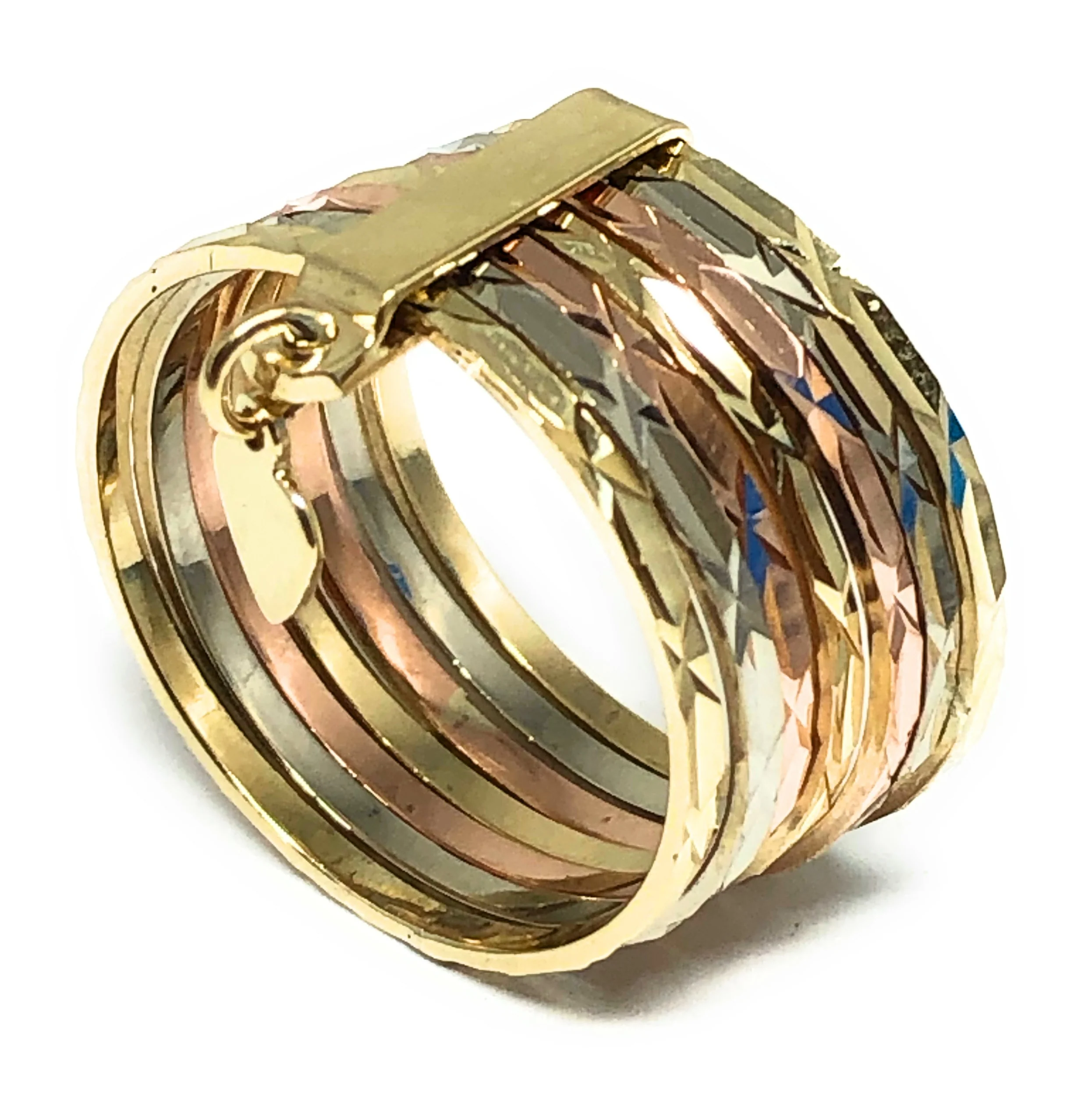 14k Solid Gold Tri-Color Seminario Heart Ring - Image 4