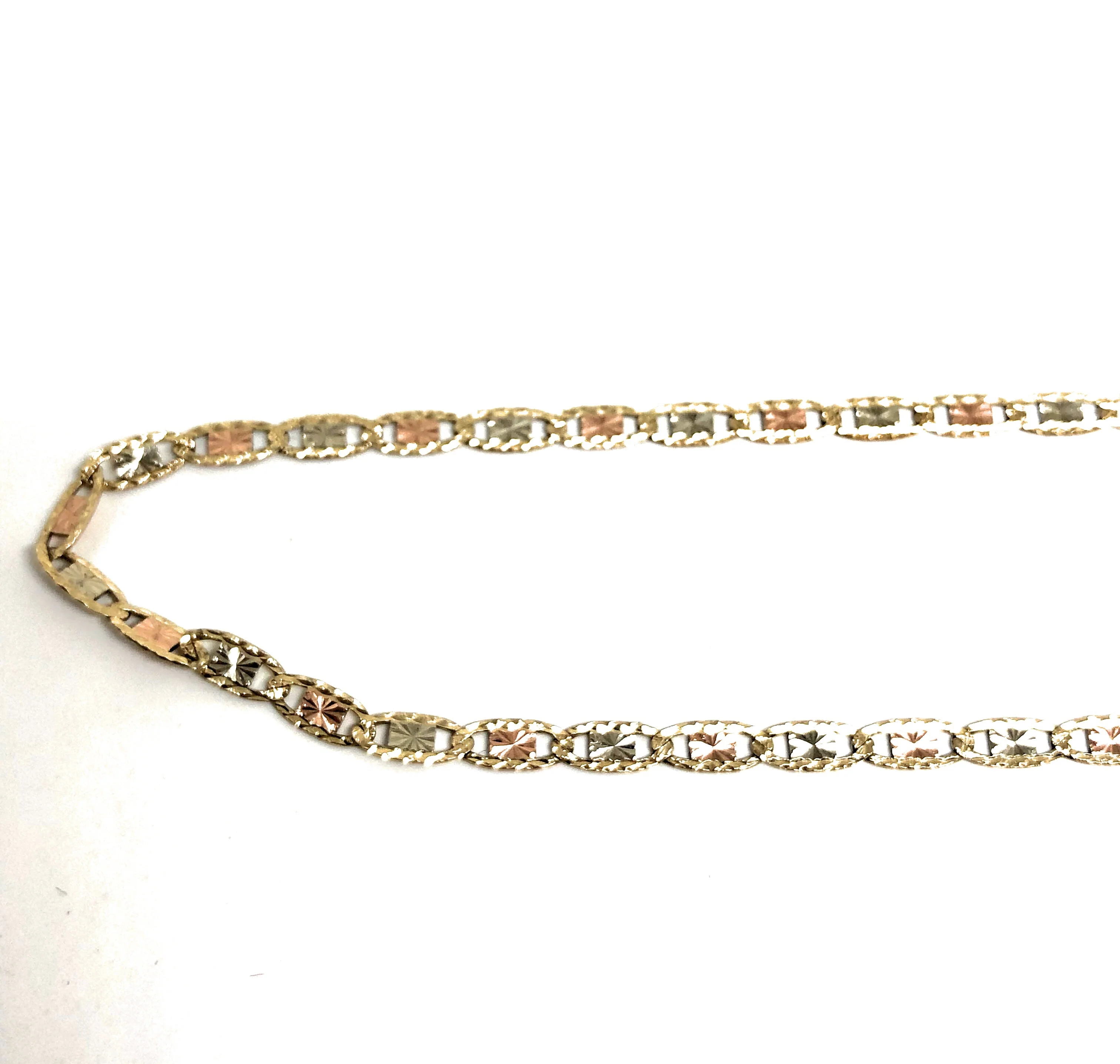 14k Solid Gold Tri-Color Valentina Chain 16 - 24 inch 2mm (Full Solid Style) - Image 3