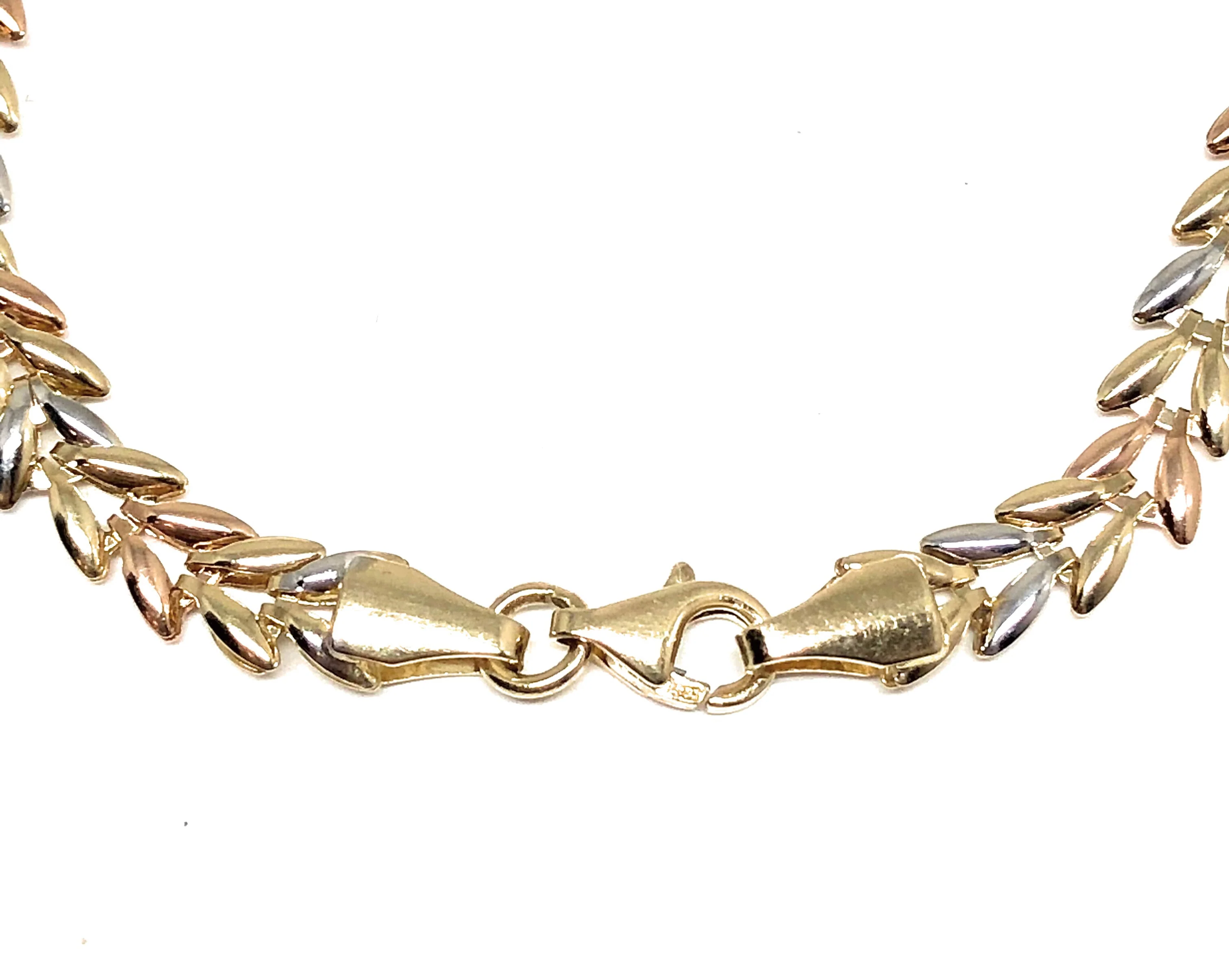 14k Solid Gold Tri-Color Virrgin Mary Brracelet Cubic Zirconia 7.2 inch Virrgen Guadalupe - Image 4