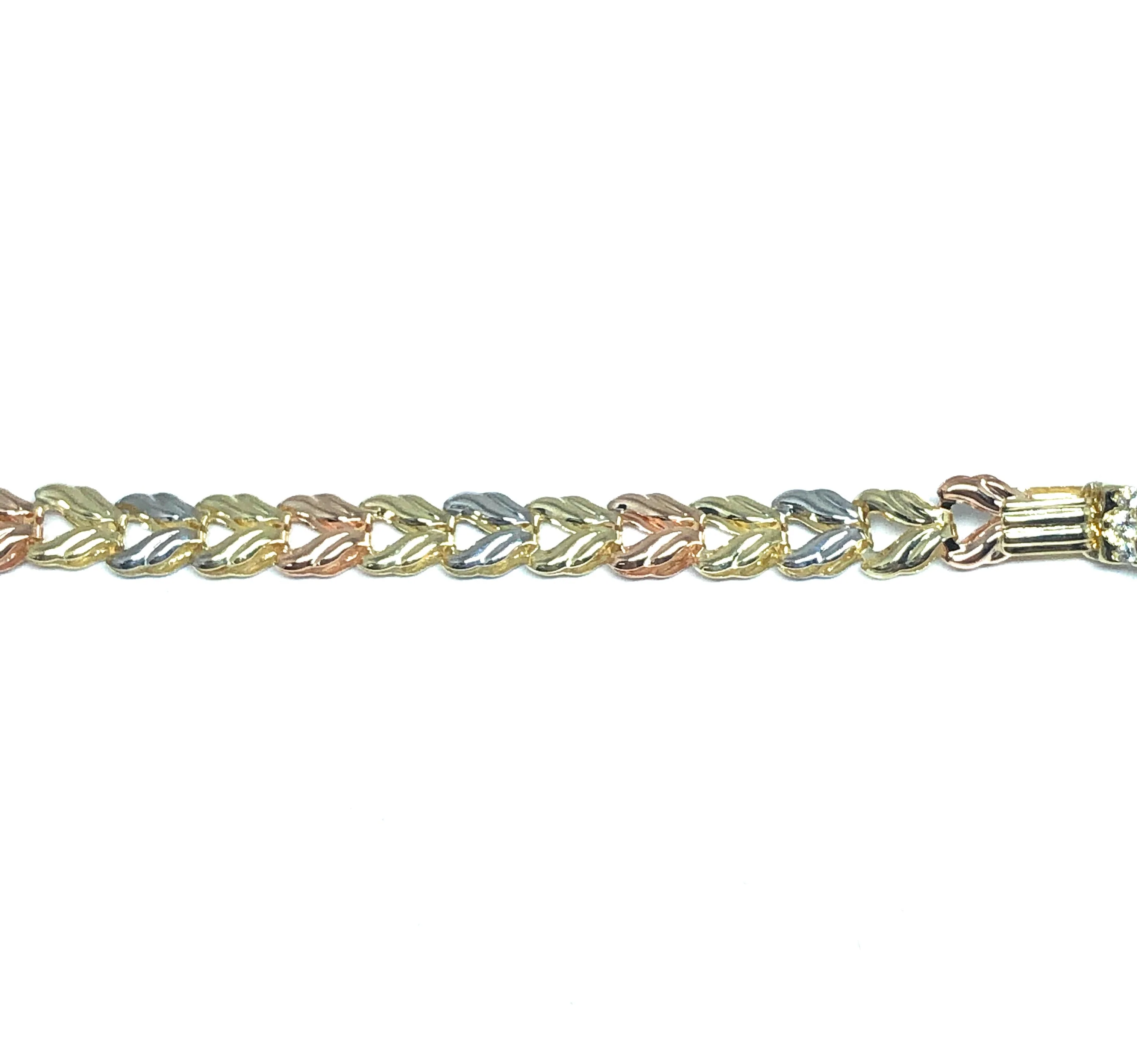 14k Solid Gold Tri-Color Virrgin Mary Brracelet Cubic Zirconia 7.5 inch Virrgen Guadalupe - Image 4