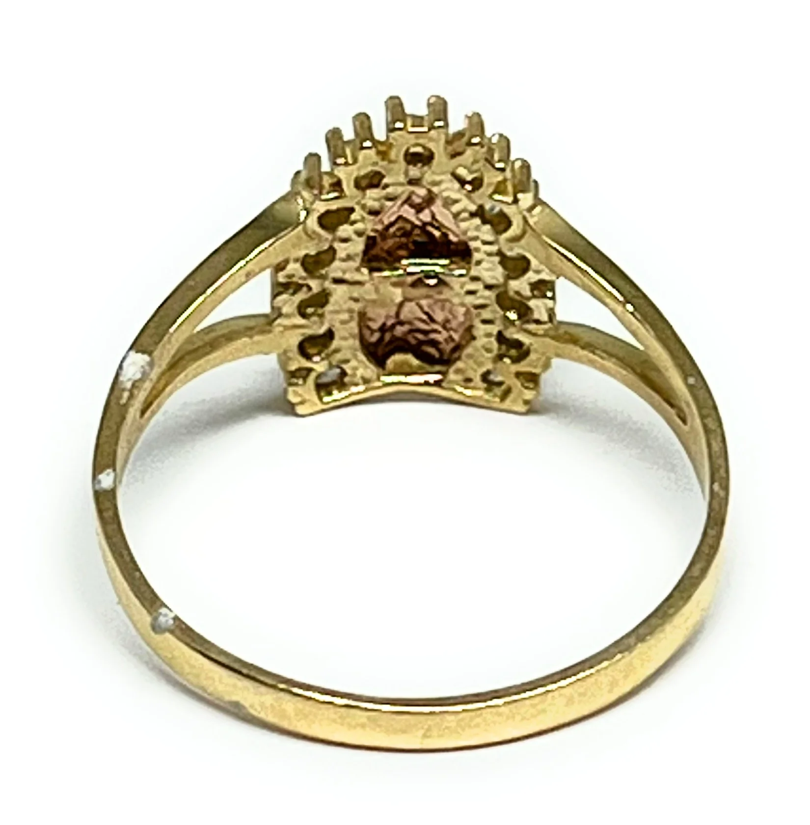 14k Solid Gold Tri-Color Virrgin Mary CZ Ring - Image 3