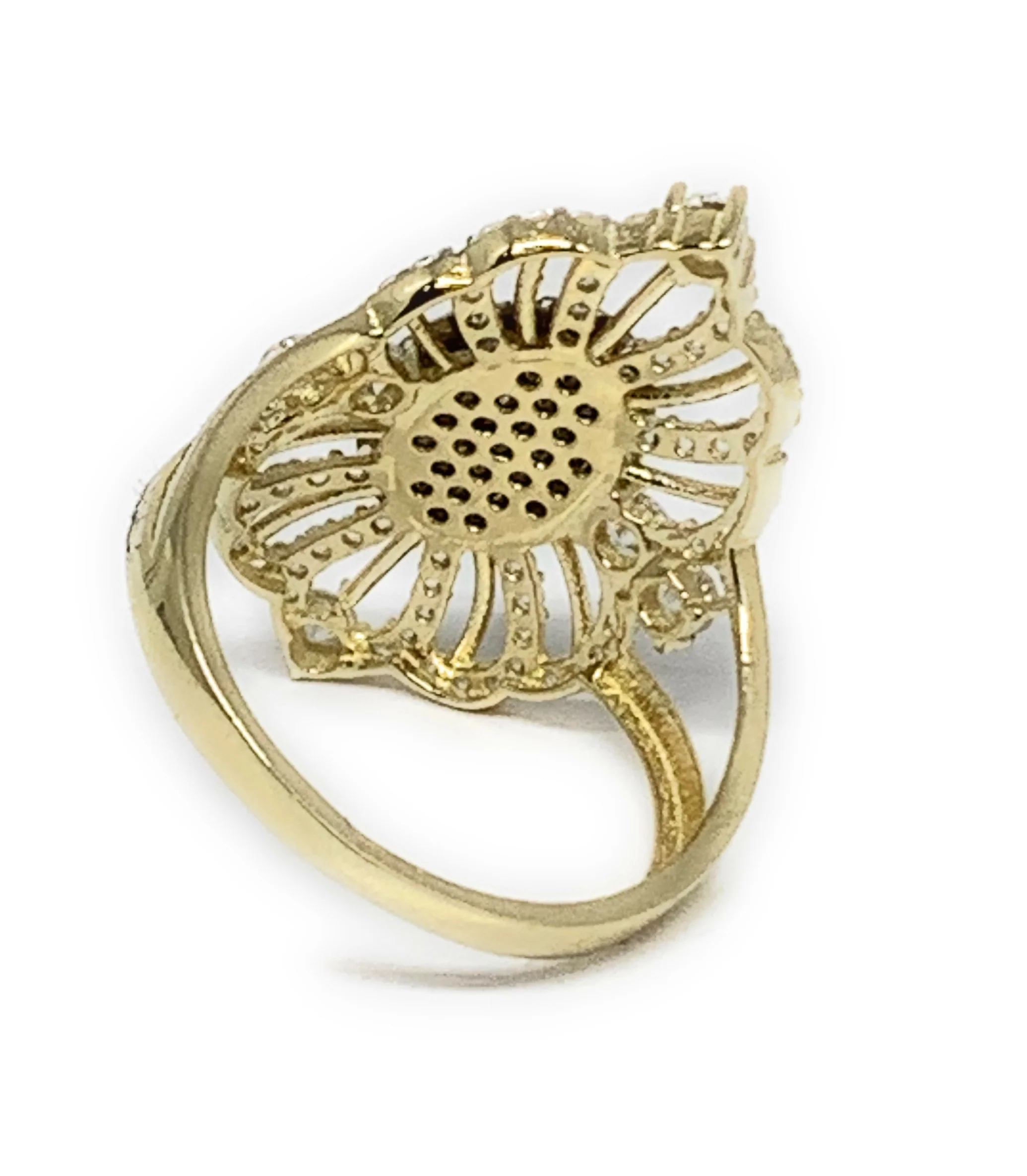 14k Solid Gold Tri-Color Virrgin Mary Filigran Cubic Zirconia Ring - Image 4