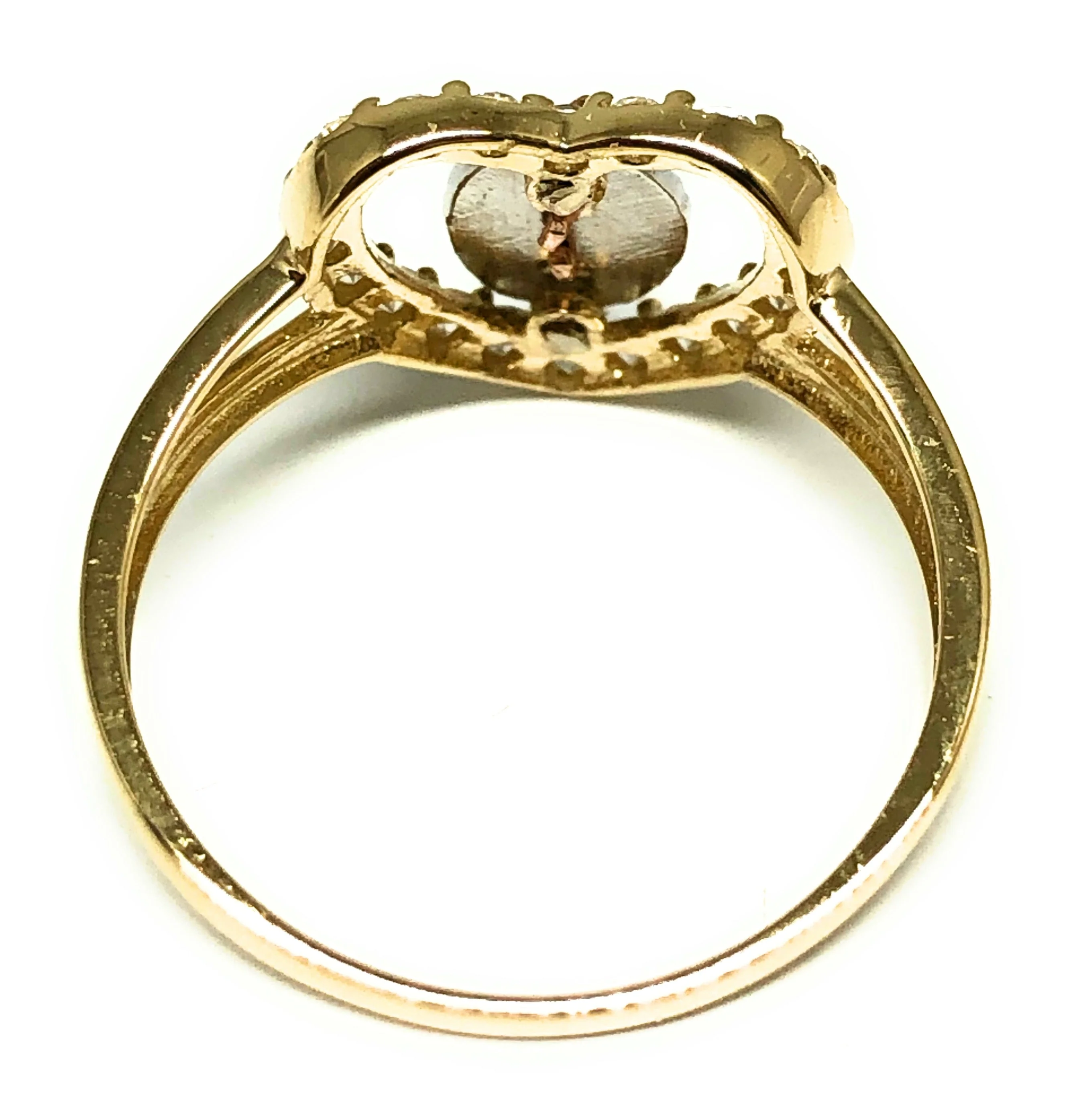 14k Solid Gold Tri-Color Virrgin Mary Heart CZ Ring (FC 209) - Image 2