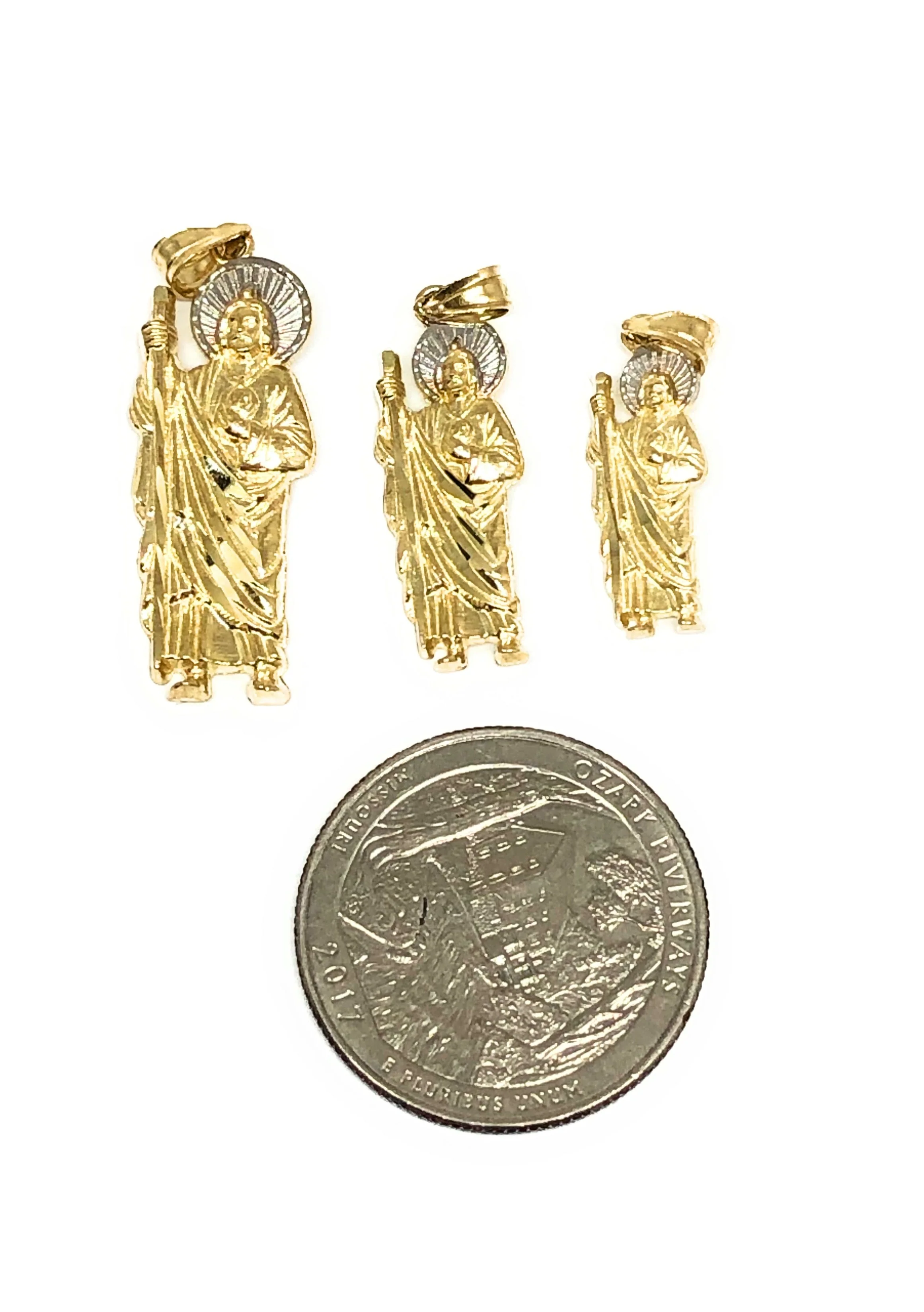 14k Solid Gold Yellow 2-Tone Small Saan Judas Saaint Jude Pendant (SM,XS,XXS) - Image 2