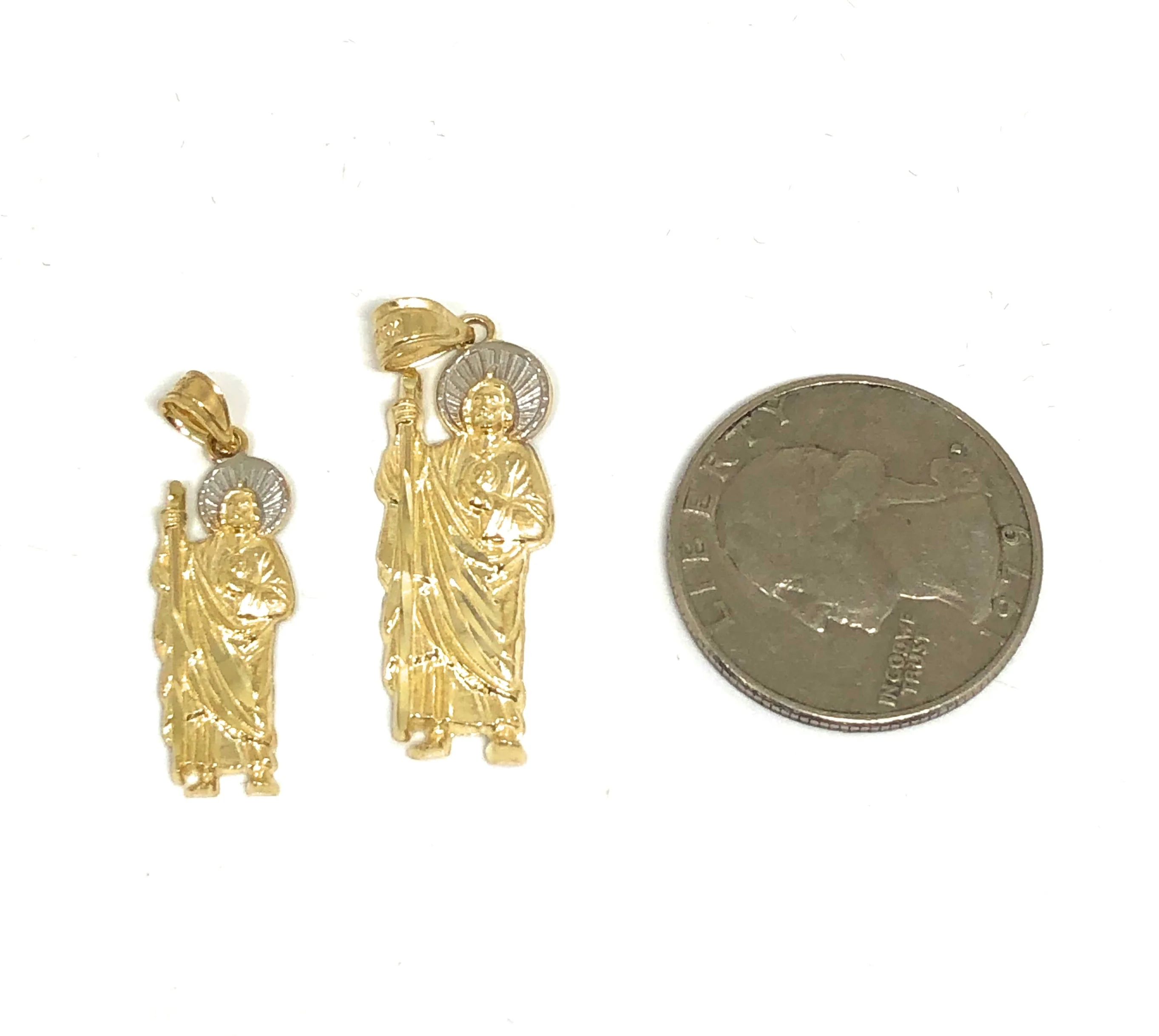 14k Solid Gold Yellow 2-Tone Small Saan Judas Saaint Jude Pendant (SM,XS,XXS) - Image 3