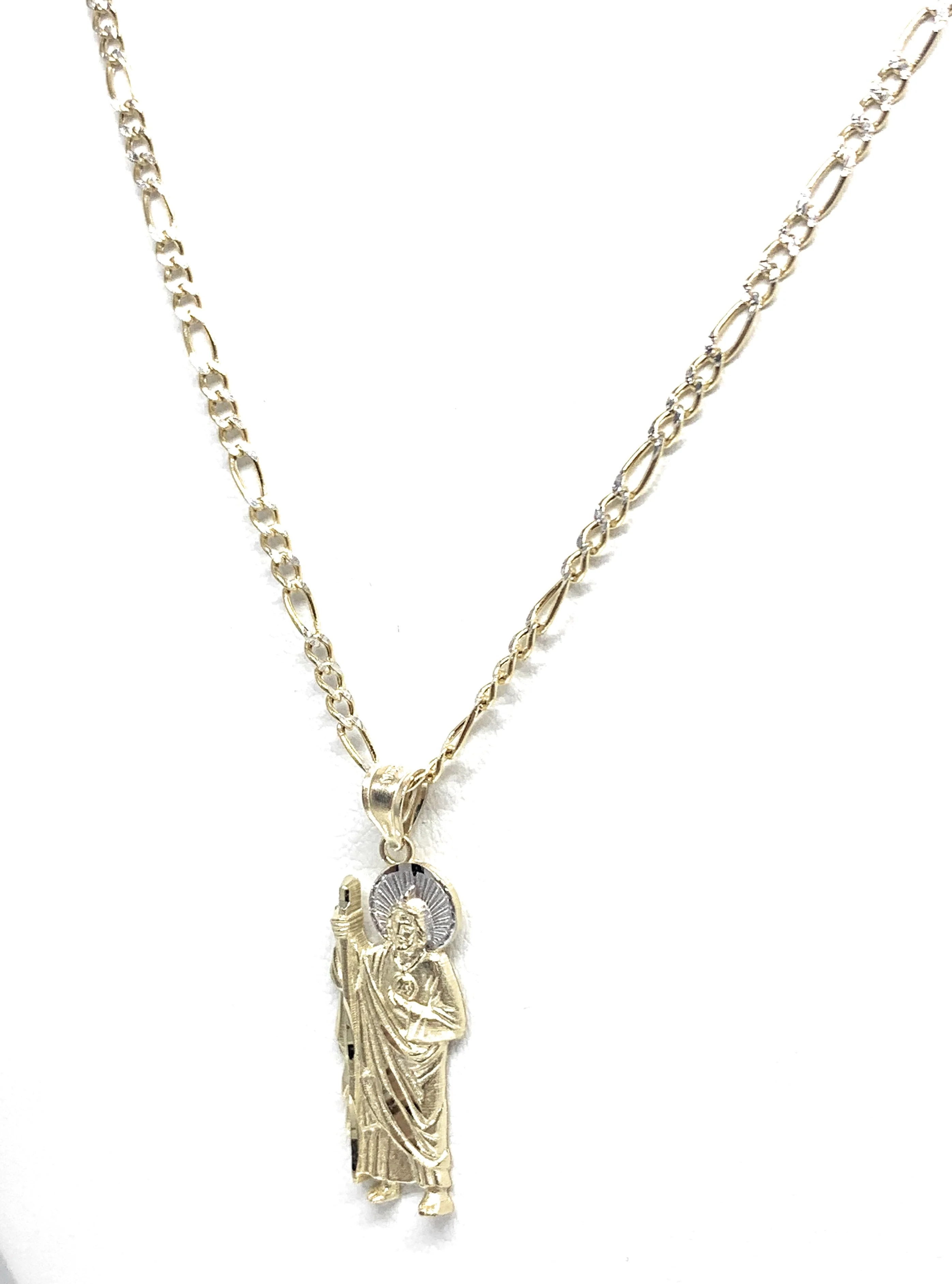 14k Solid Gold Yellow 2-Tone Small Saan Judas Saaint Jude Pendant (SM,XS,XXS) - Image 8