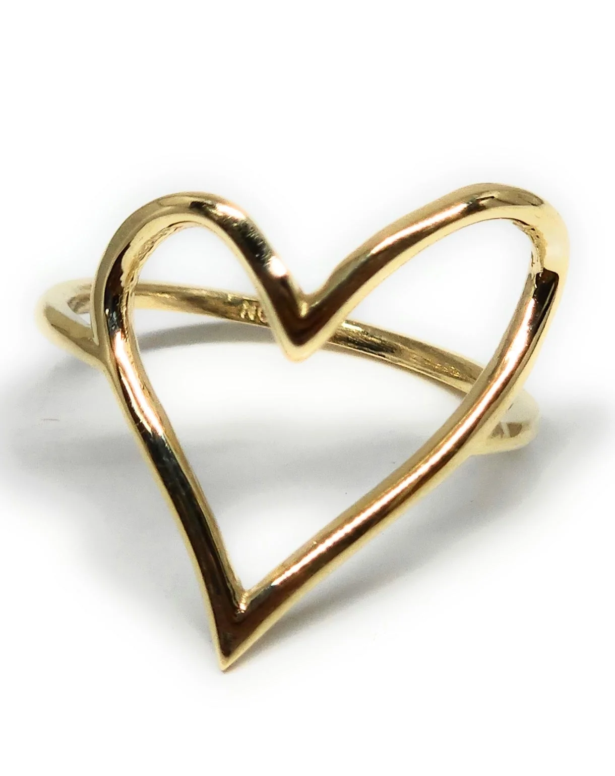 14k Solid Gold Yellow Classic Heart Ring