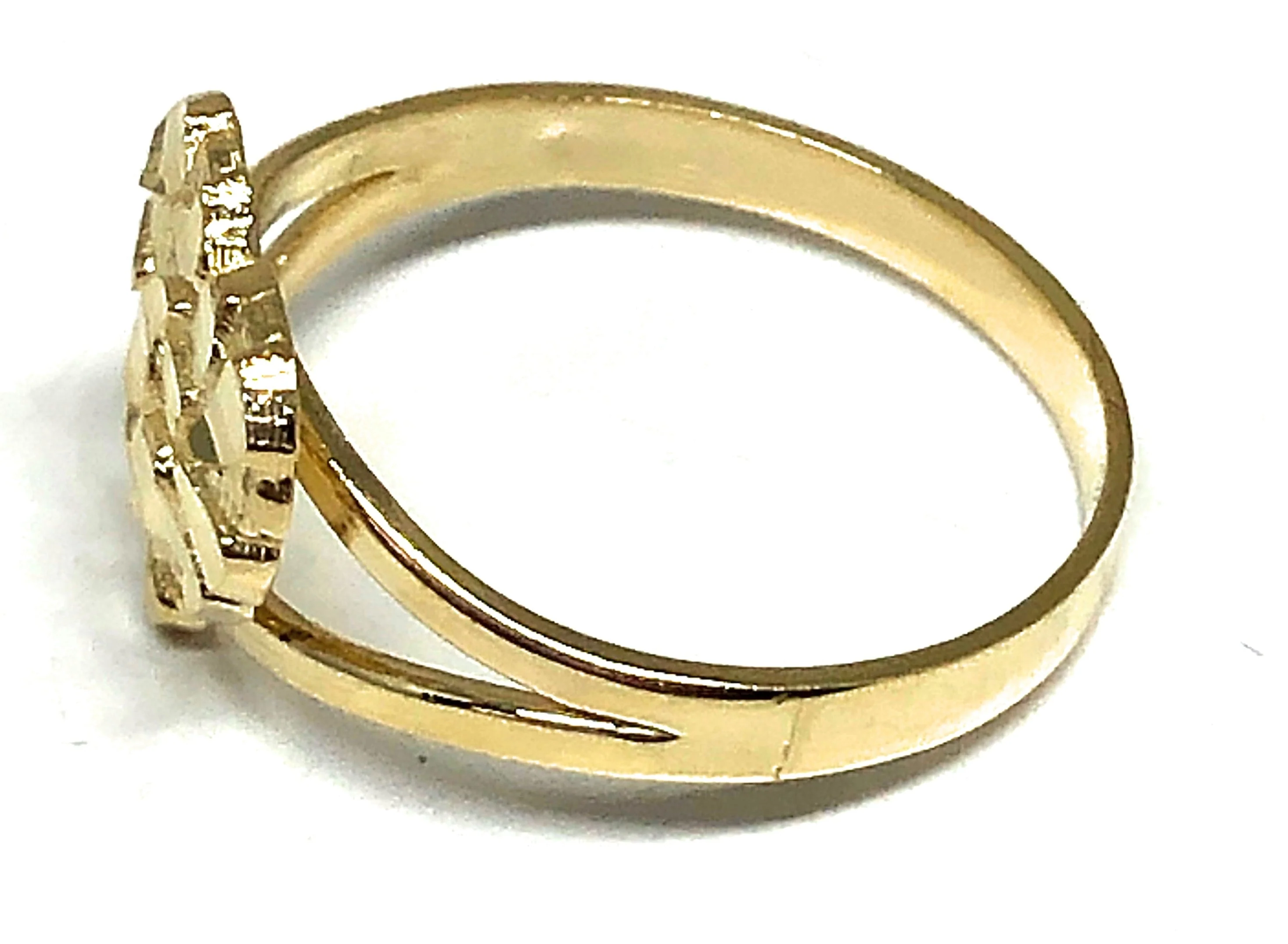14k Solid Gold Yellow Classic Nugget Heart Ring (SM) (FC 258) - Image 3