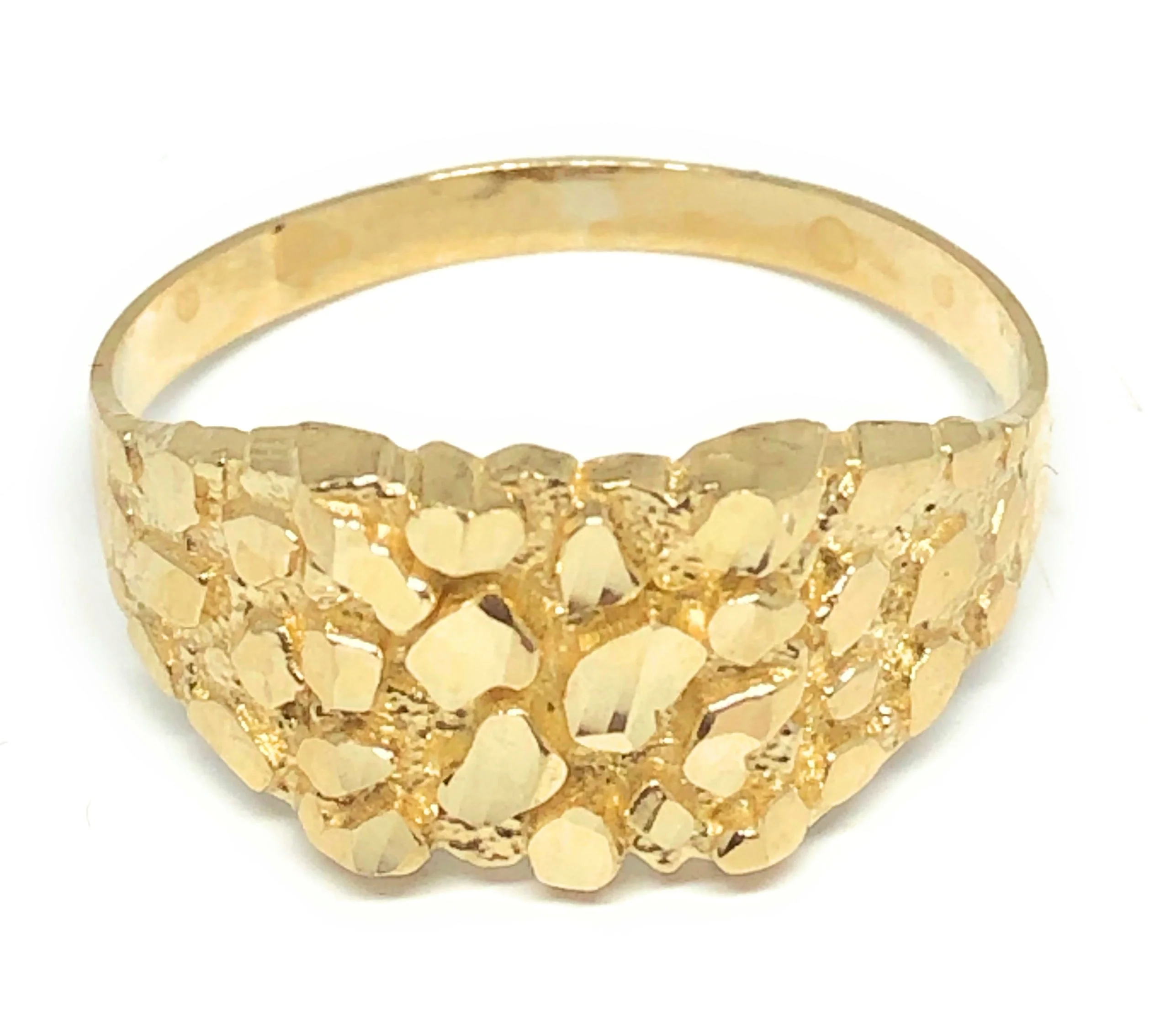 14k Solid Gold Yellow Classic Nugget Ring (MED,LG)