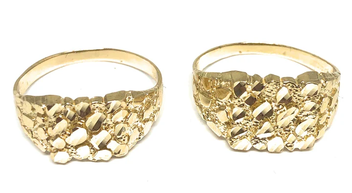 14k Solid Gold Yellow Classic Nugget Ring (MED,LG) - Image 3
