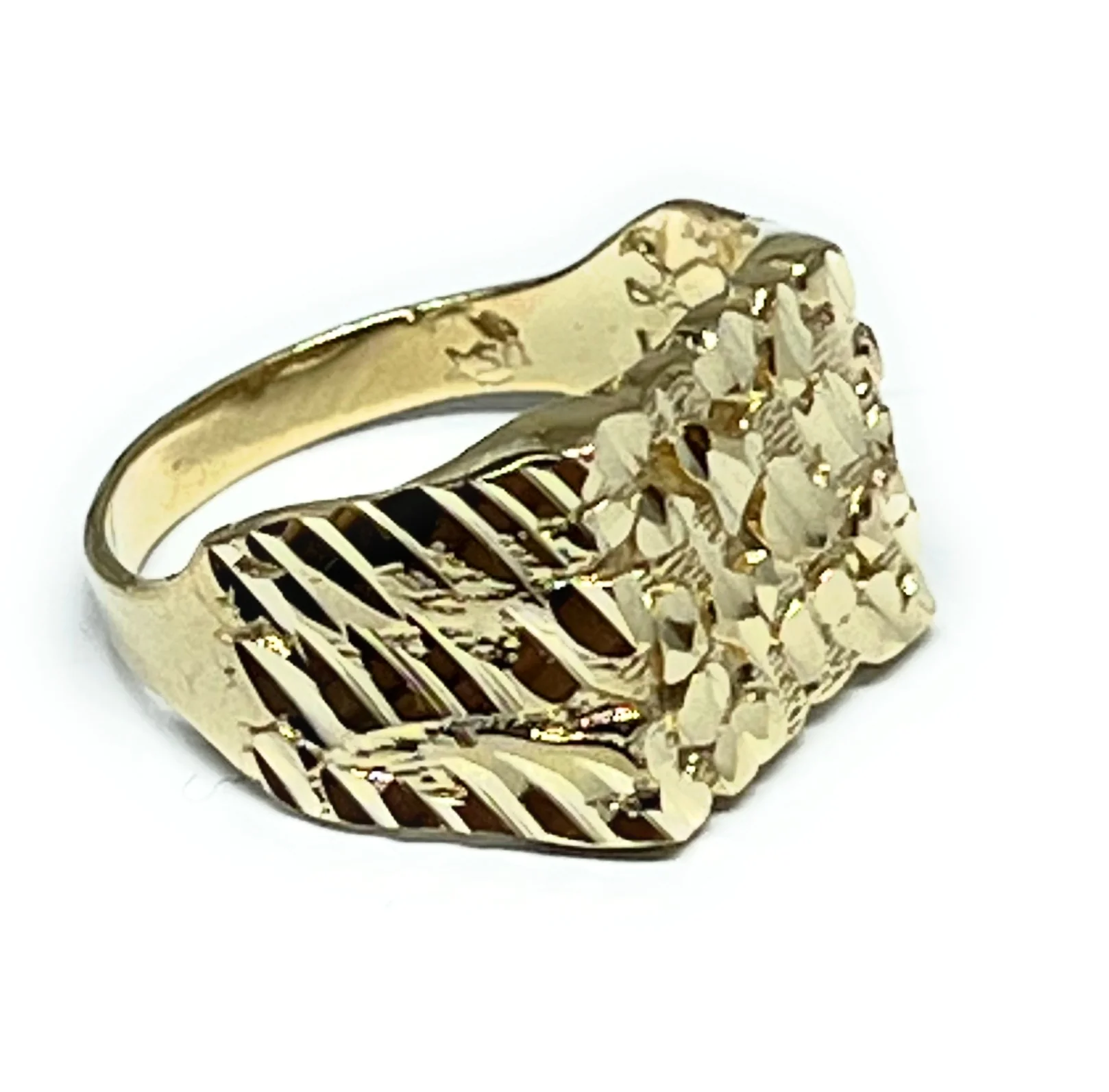 14k Solid Gold Yellow Classic Nugget Ring (MED,LG) (FC) - Image 10