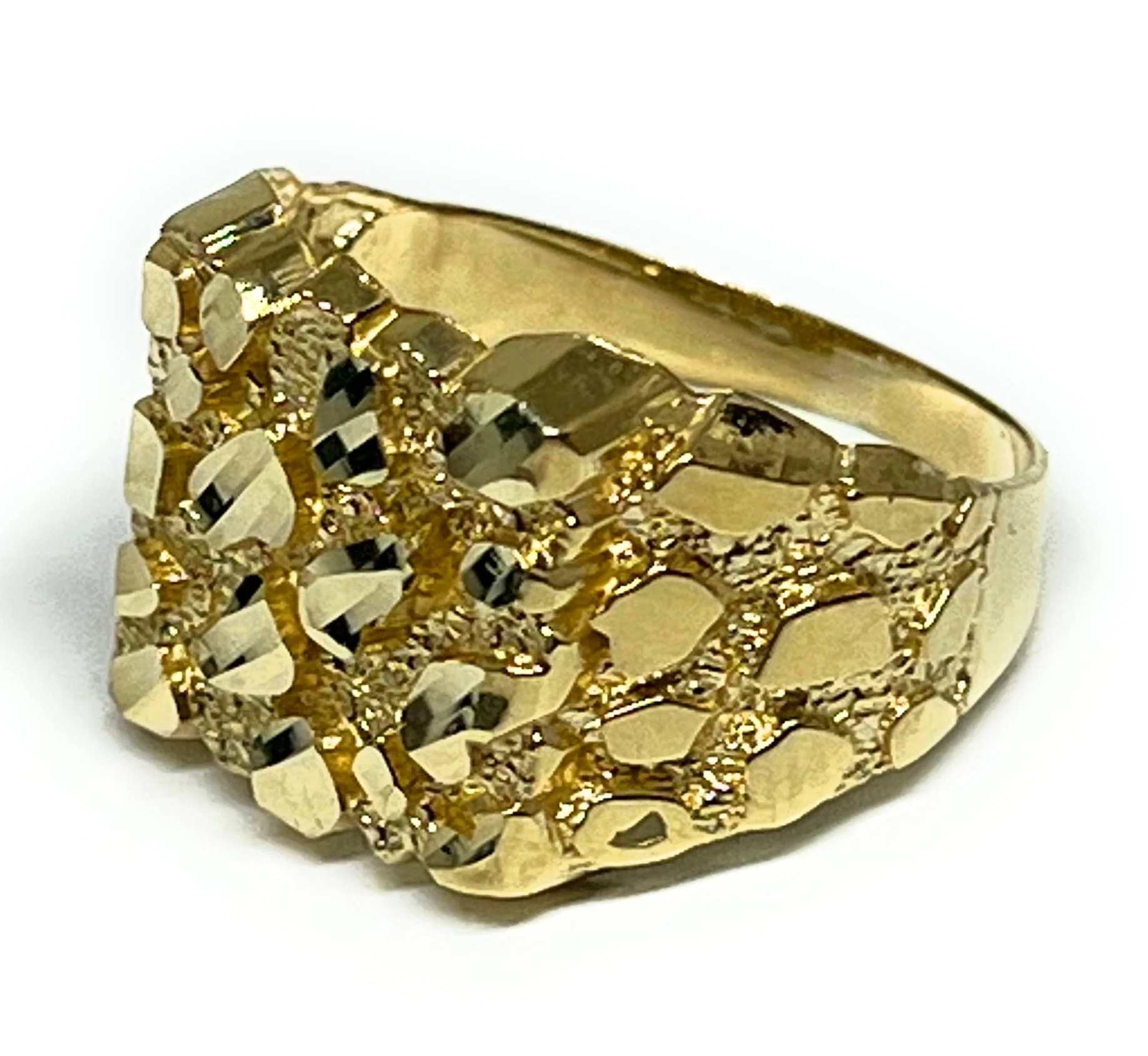 10k Solid Gold Yellow Classic Nugget Ring (XL,XXL) - Image 4