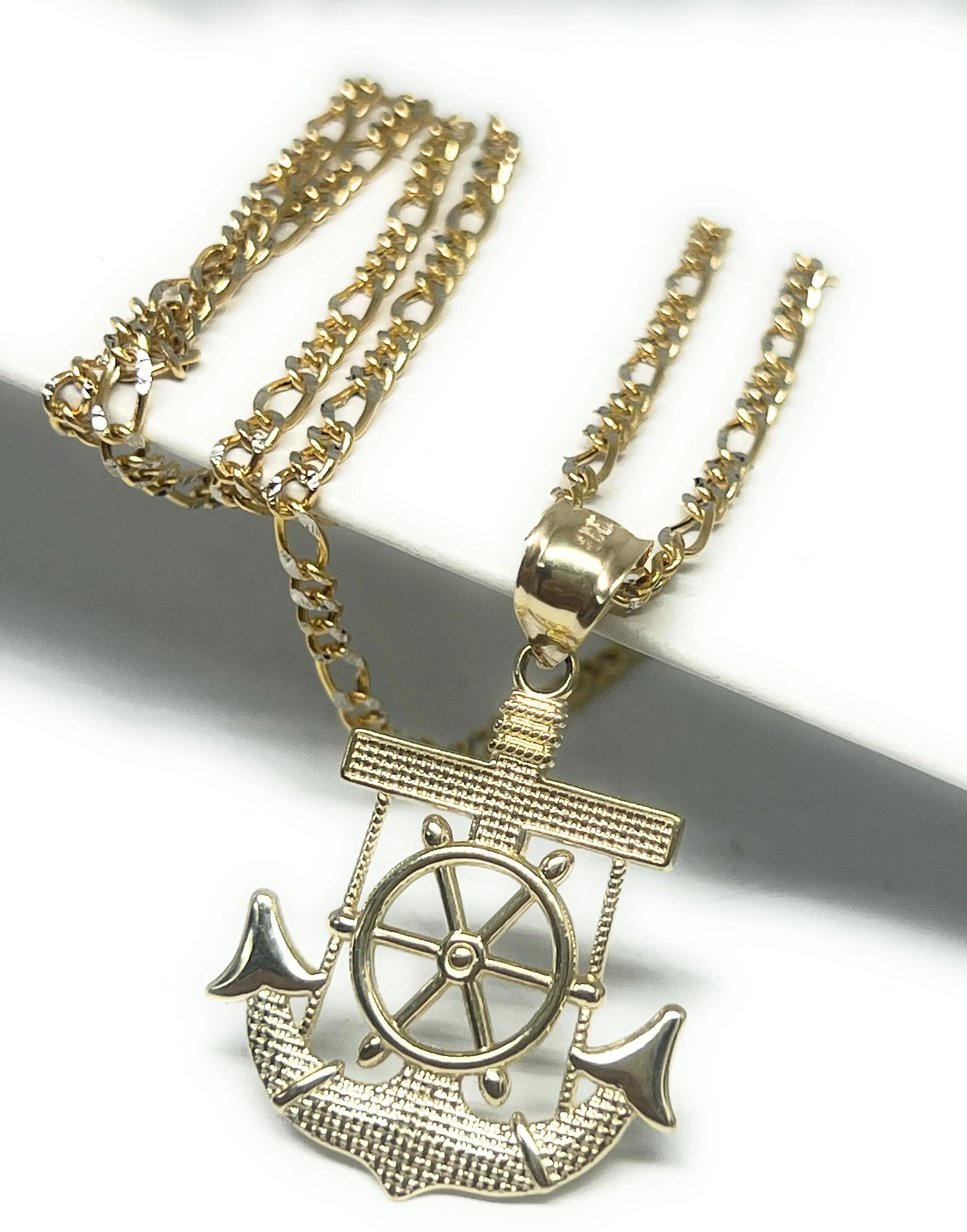 14k Solid Gold Yellow Classic Plain ANCHOR Pendant Necklace - Image 3