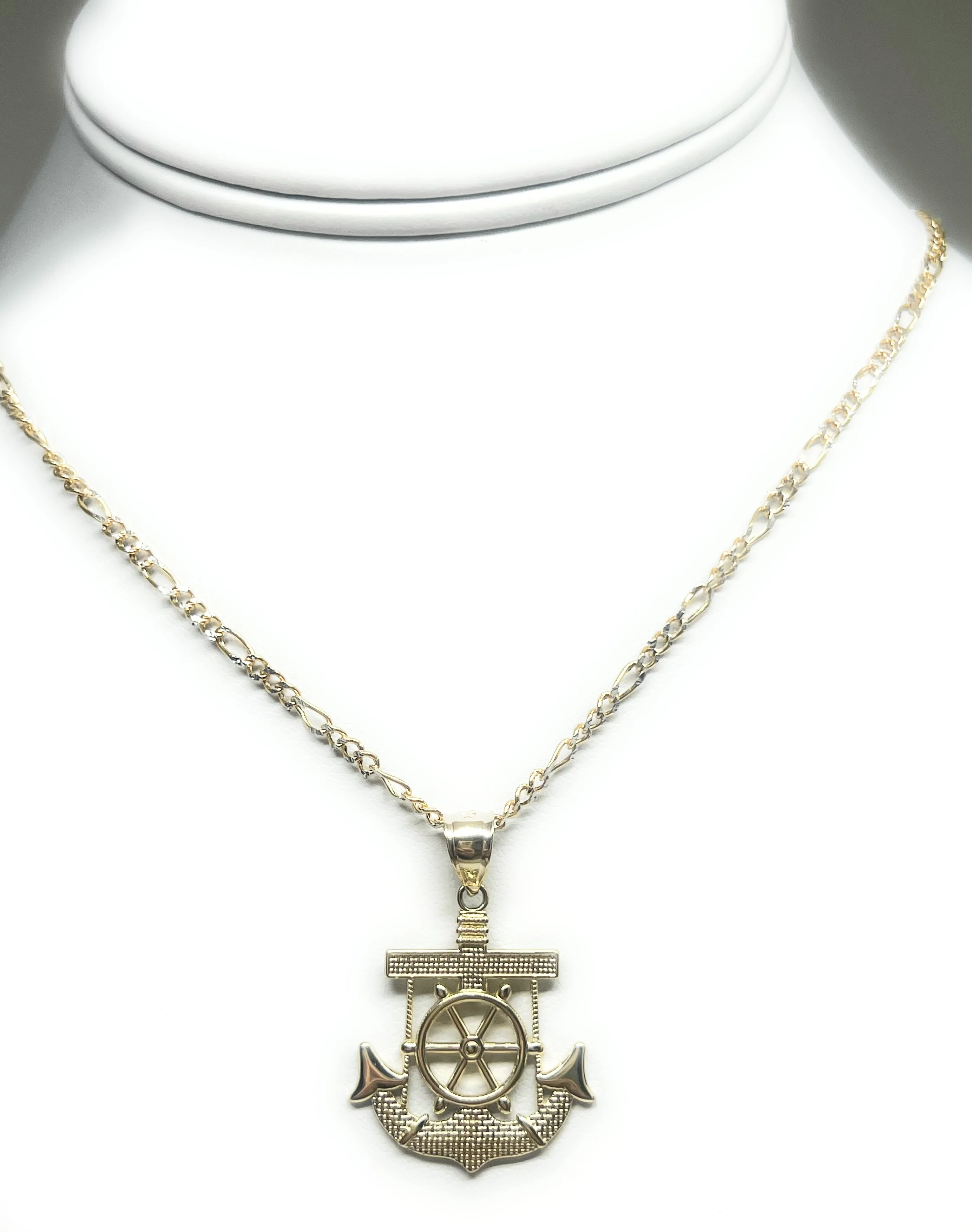 14k Solid Gold Yellow Classic Plain ANCHOR Pendant Necklace - Image 4