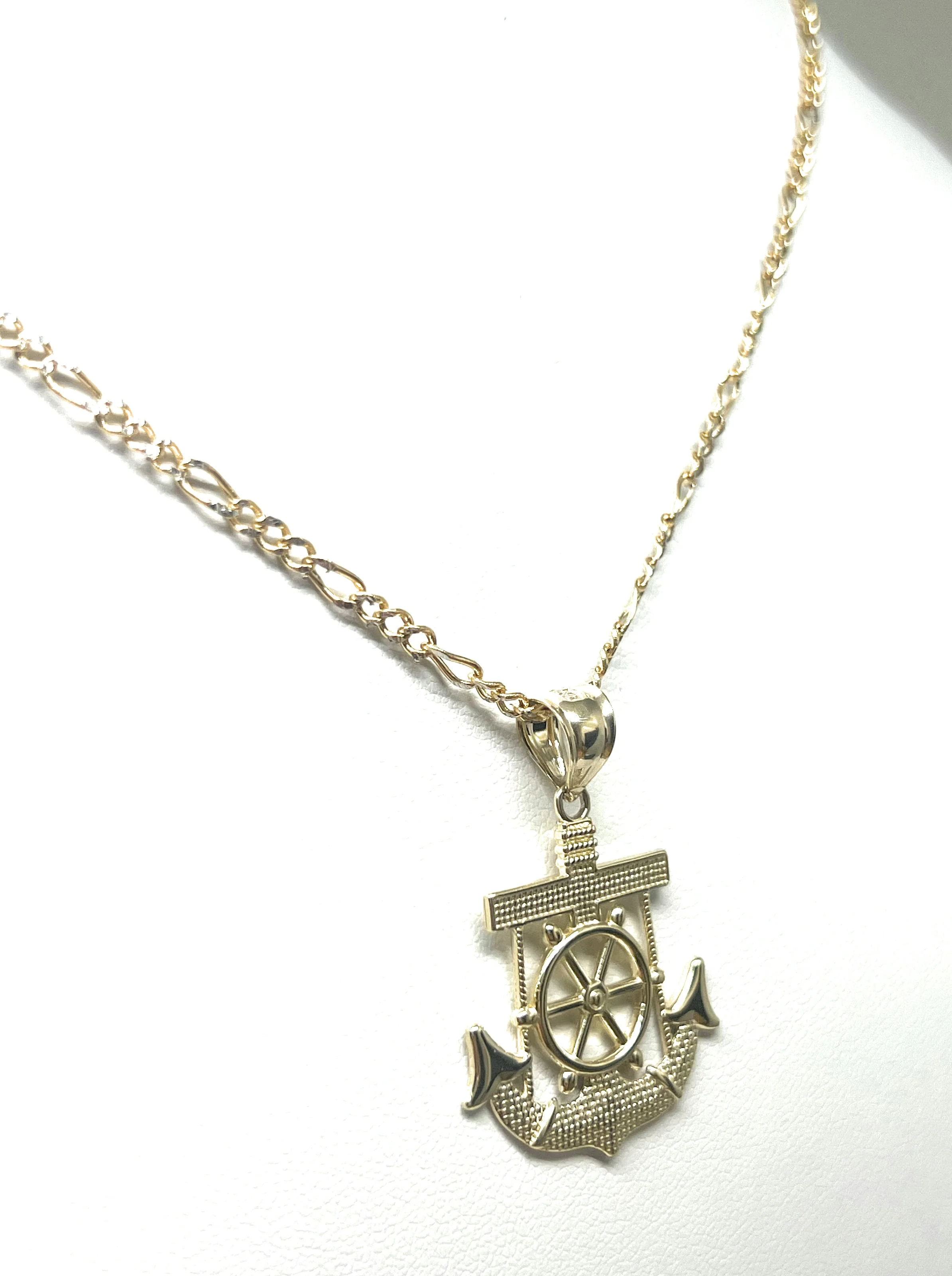 14k Solid Gold Yellow Classic Plain ANCHOR Pendant Necklace - Image 6