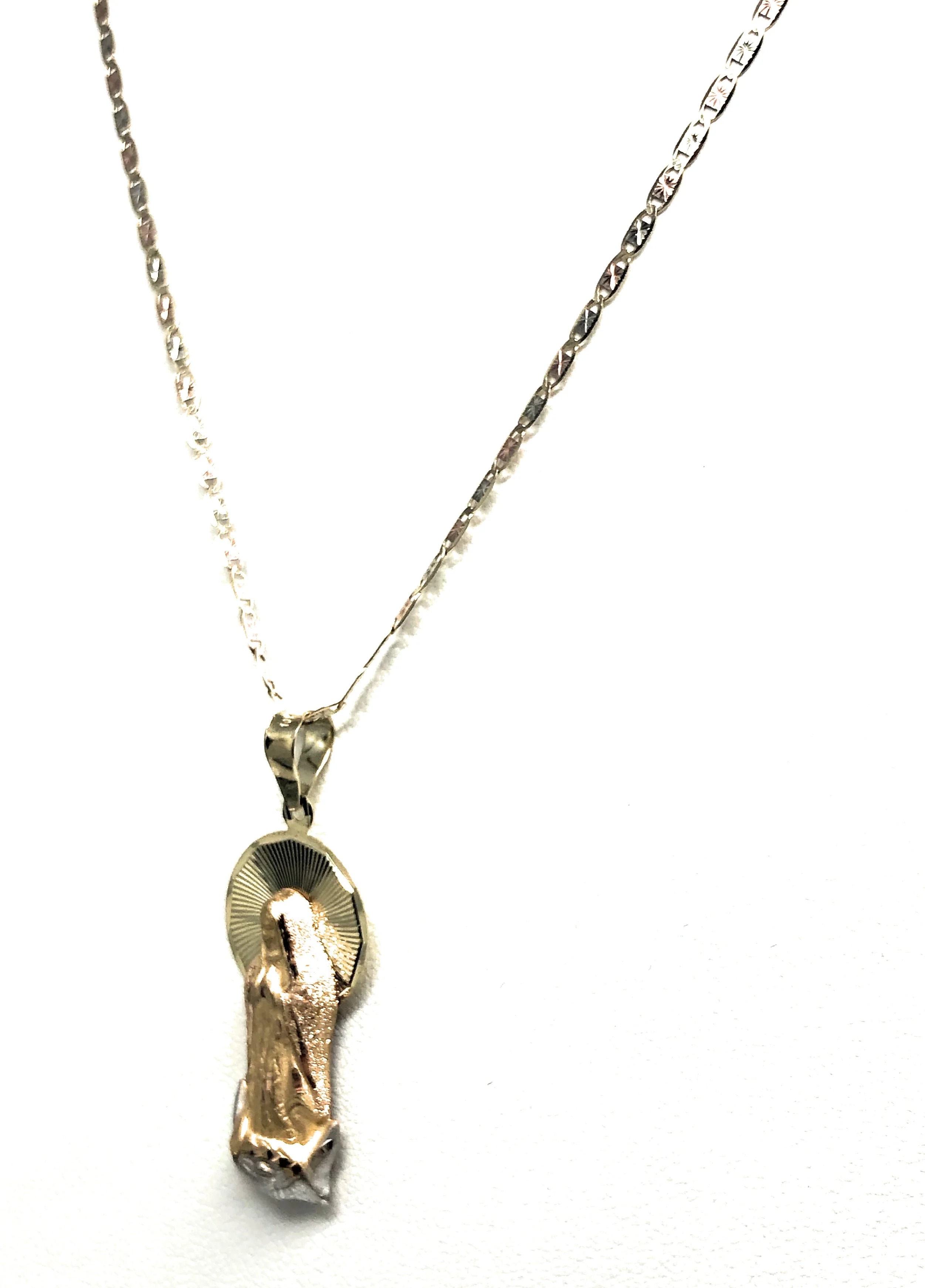 14k Solid Gold Yellow Classic Virrgin Mary Pendant Virrgen Guadalupe W/ Chain Options - Image 7