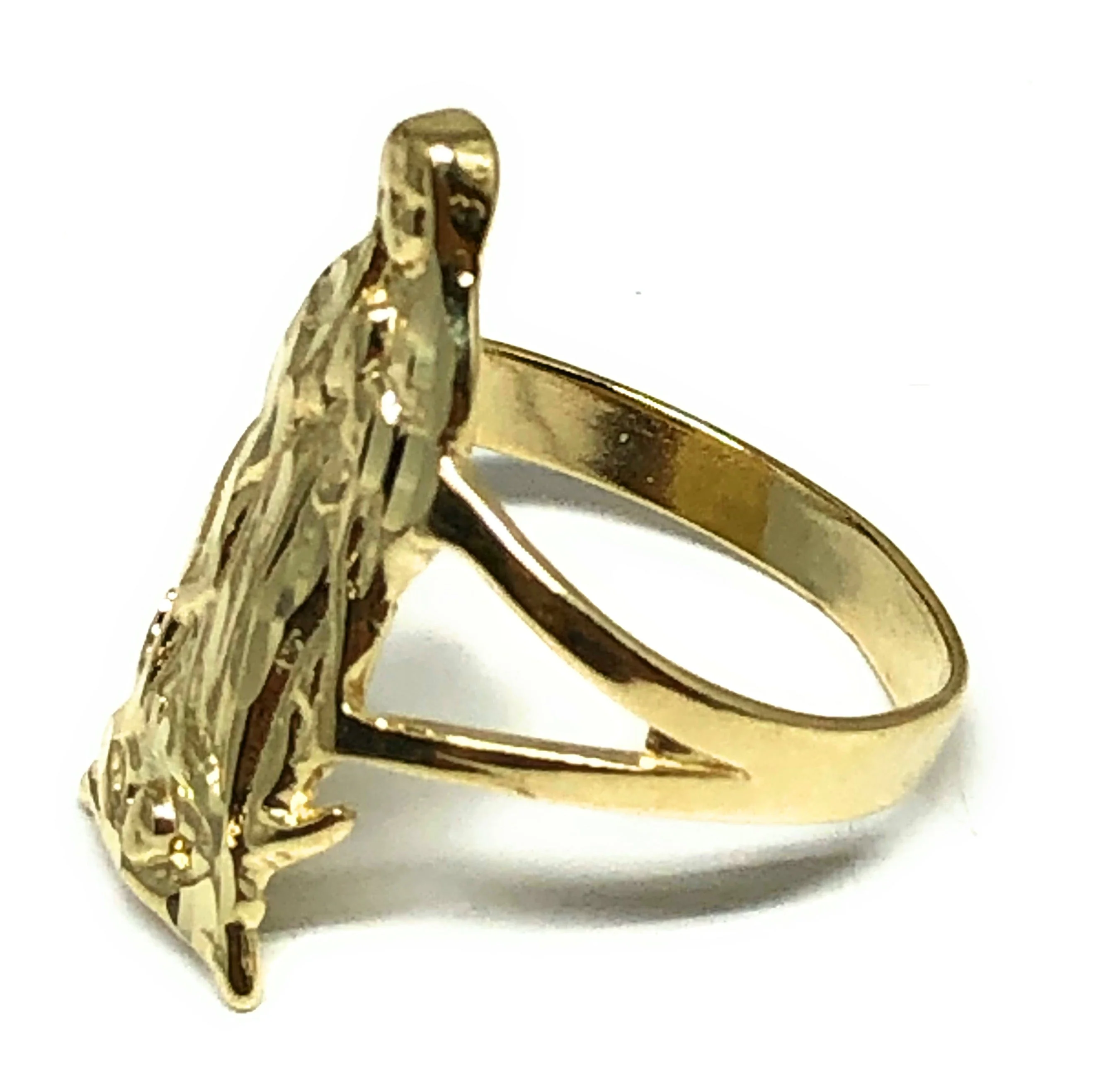 14k Solid Gold Yellow Classic Virrgin Mary Ring - Image 2