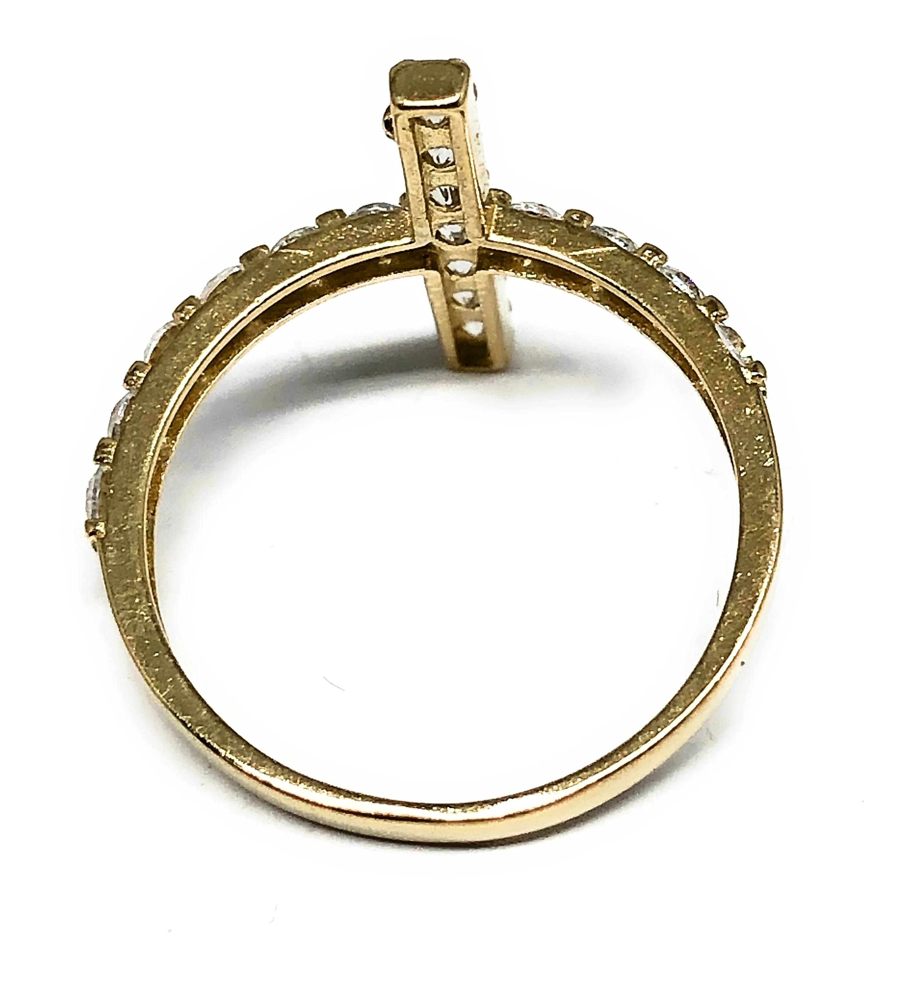 14k Solid Gold Yellow Cross CZ Ring - Image 3