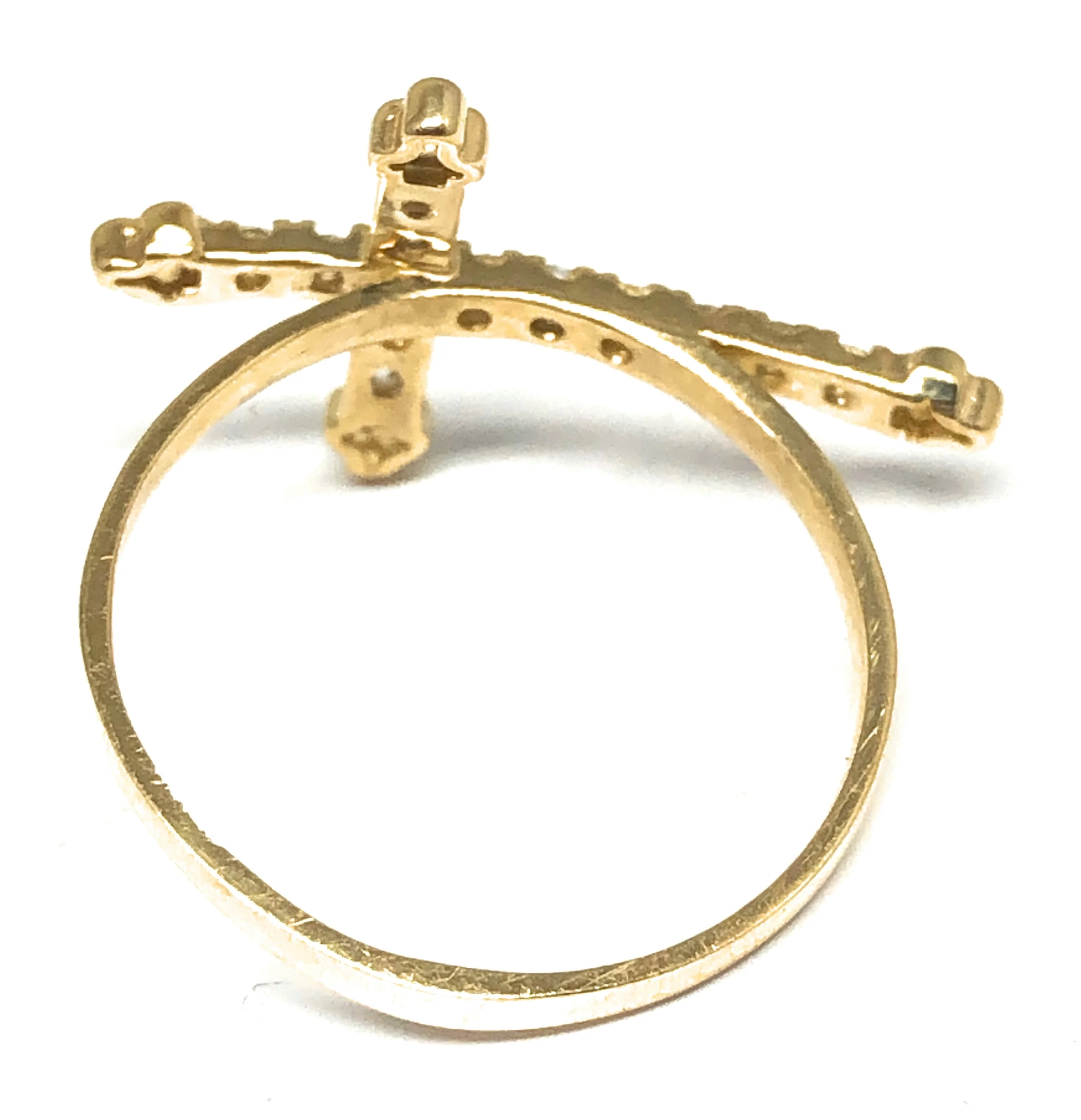 14k Solid Gold Yellow Cross CZ Ring - Image 3