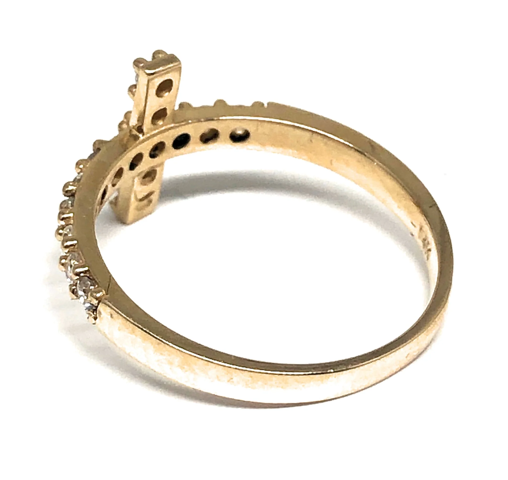 14k Solid Gold Yellow Cross CZ Ring (DISCONTINUED) - Image 2