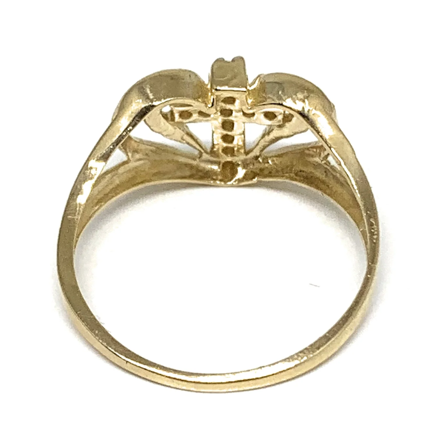 14k Solid Gold Yellow Cross Heart Ring - Image 3