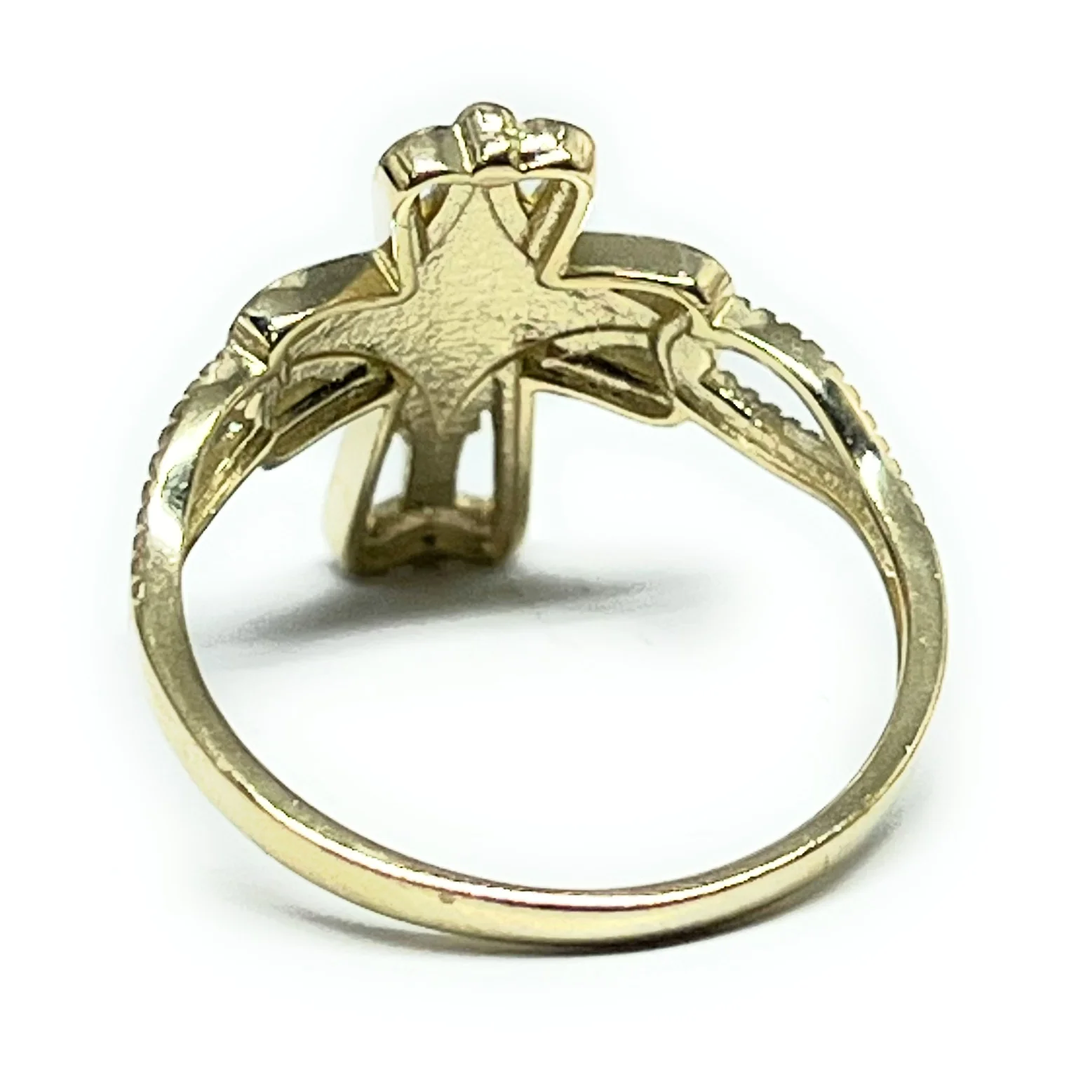 10k Solid Gold Yellow CROSS JESUS CRUCIFIX Ring - Image 3