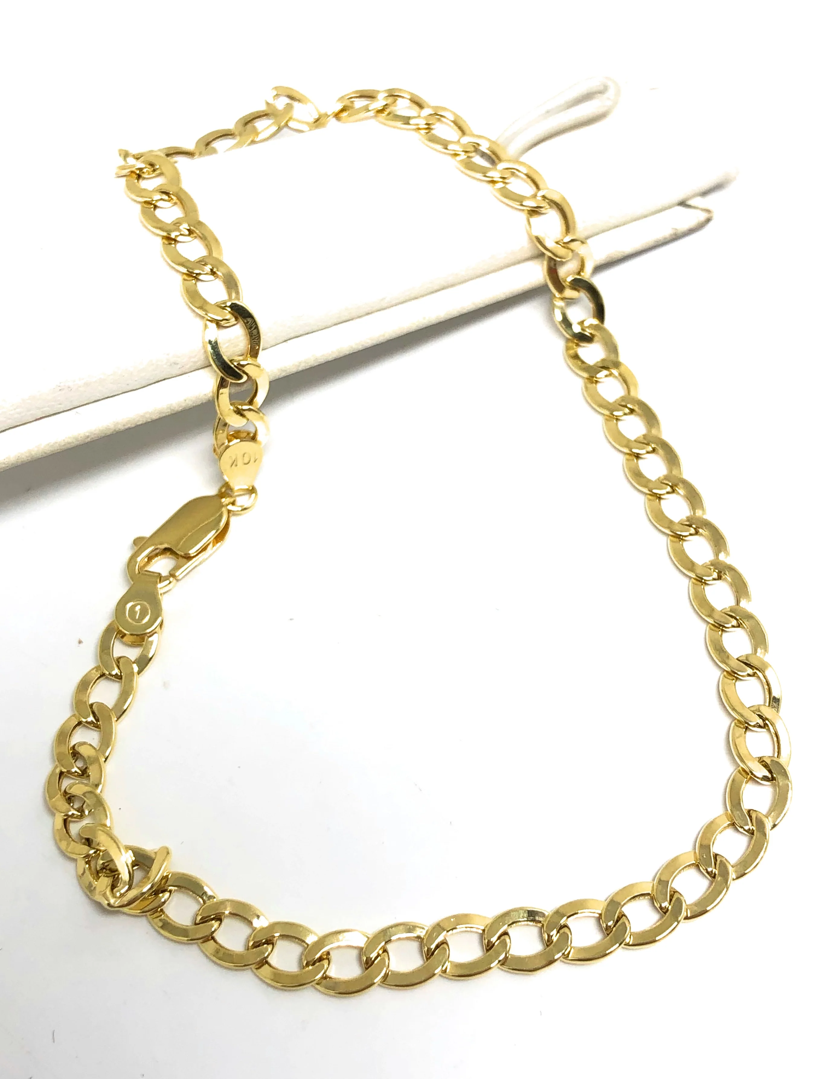 14k Solid Gold Yellow Cuban CURB Link Brracelet 7-8 inch 4.5-4.7mm Width (SEMI-HOLLOW STYLE) - Image 2