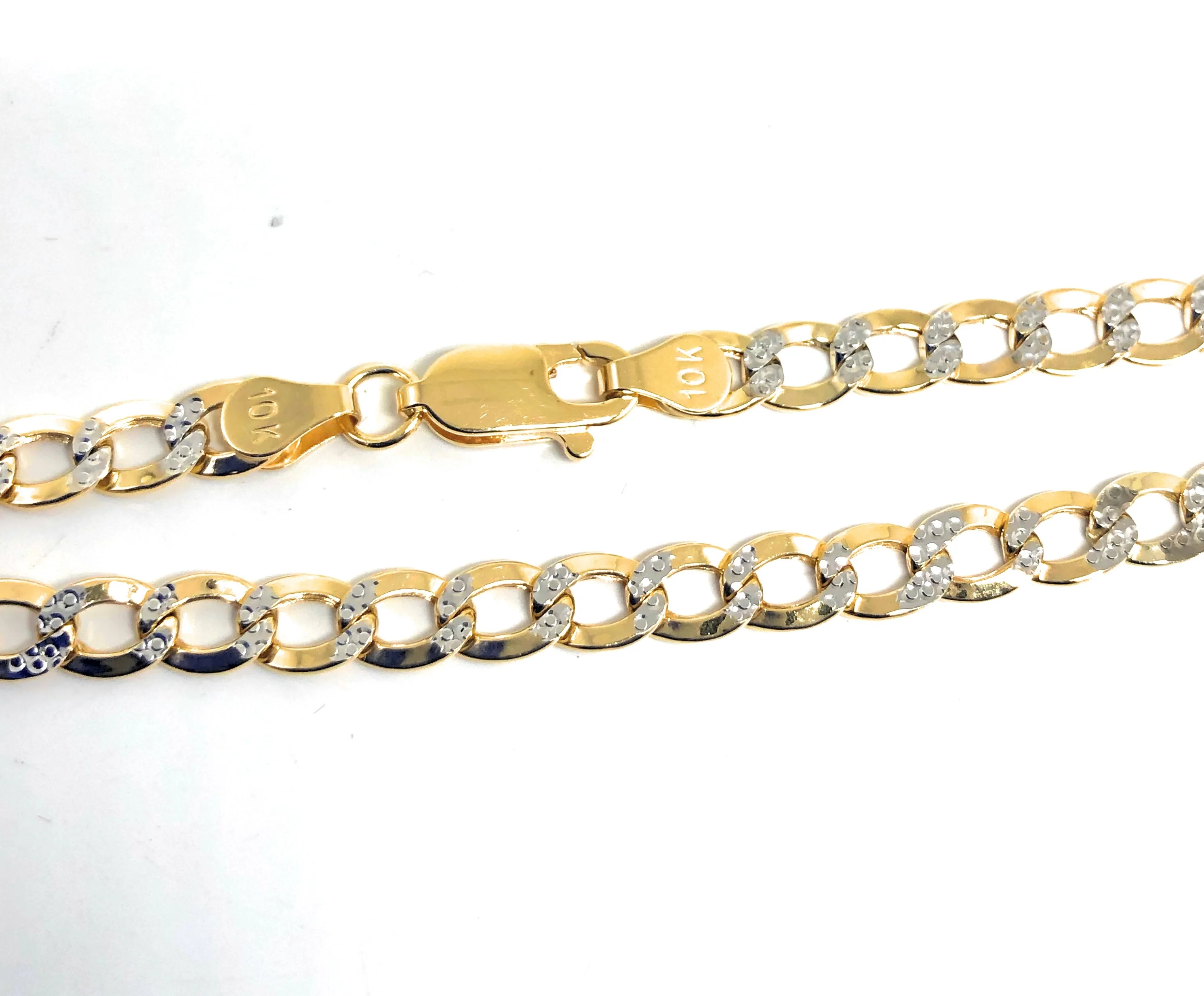 14k Solid Gold Yellow Cuban CURB Link Diamond Cut (White Gold) Brracelet 7-8 inch 3.5-4.5mm Width - Image 3