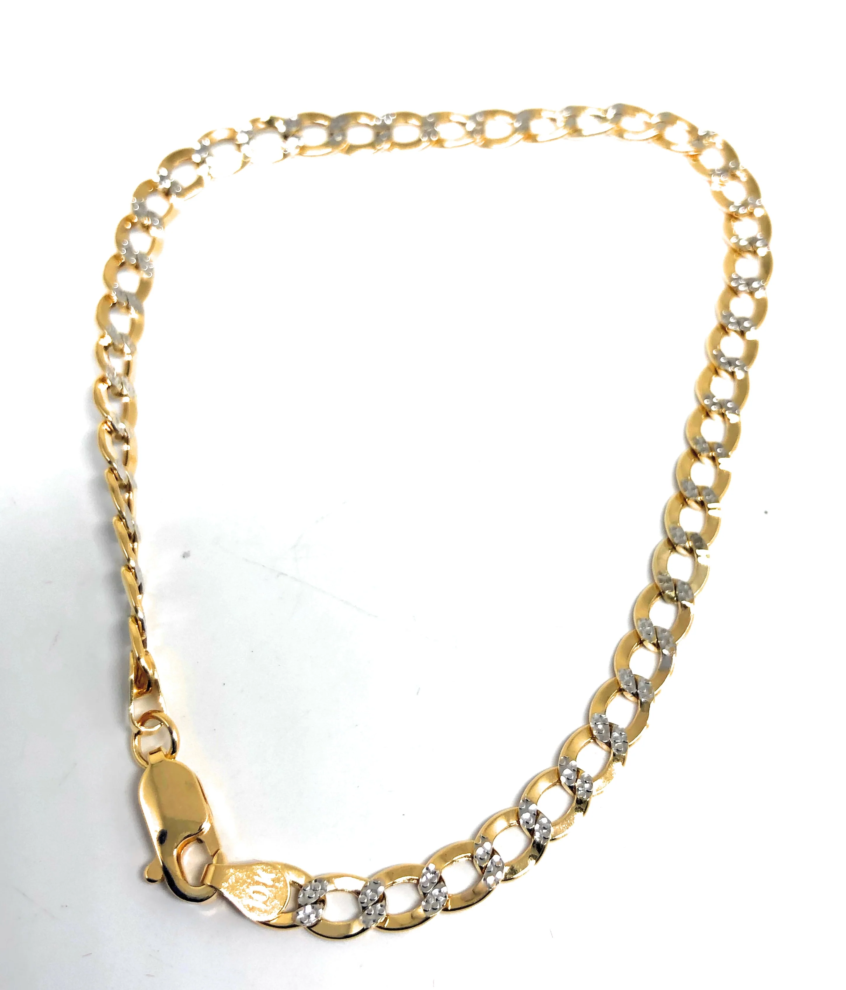 14k Solid Gold Yellow Cuban CURB Link Diamond Cut (White Gold) Brracelet 7-8 inch 3.5-4.5mm Width - Image 4