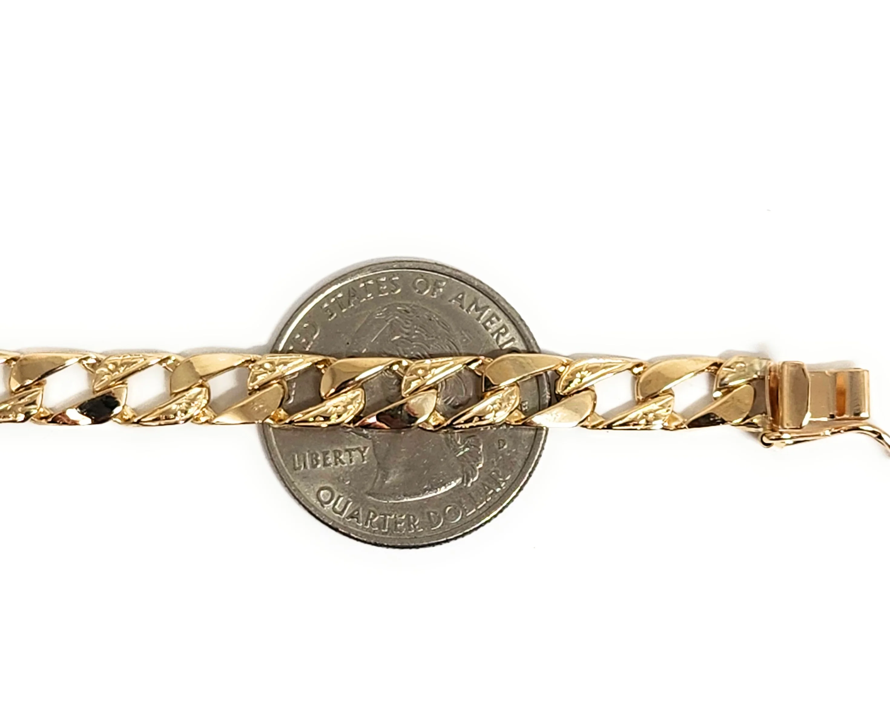 14k Solid Gold Yellow Cuban Link SUPERIMPOSED (SOBREPUESTO) CUSTOMIZED 3D NAME Brracelet 7-8 INCH 6mm WIDTH (~9g) - Image 2