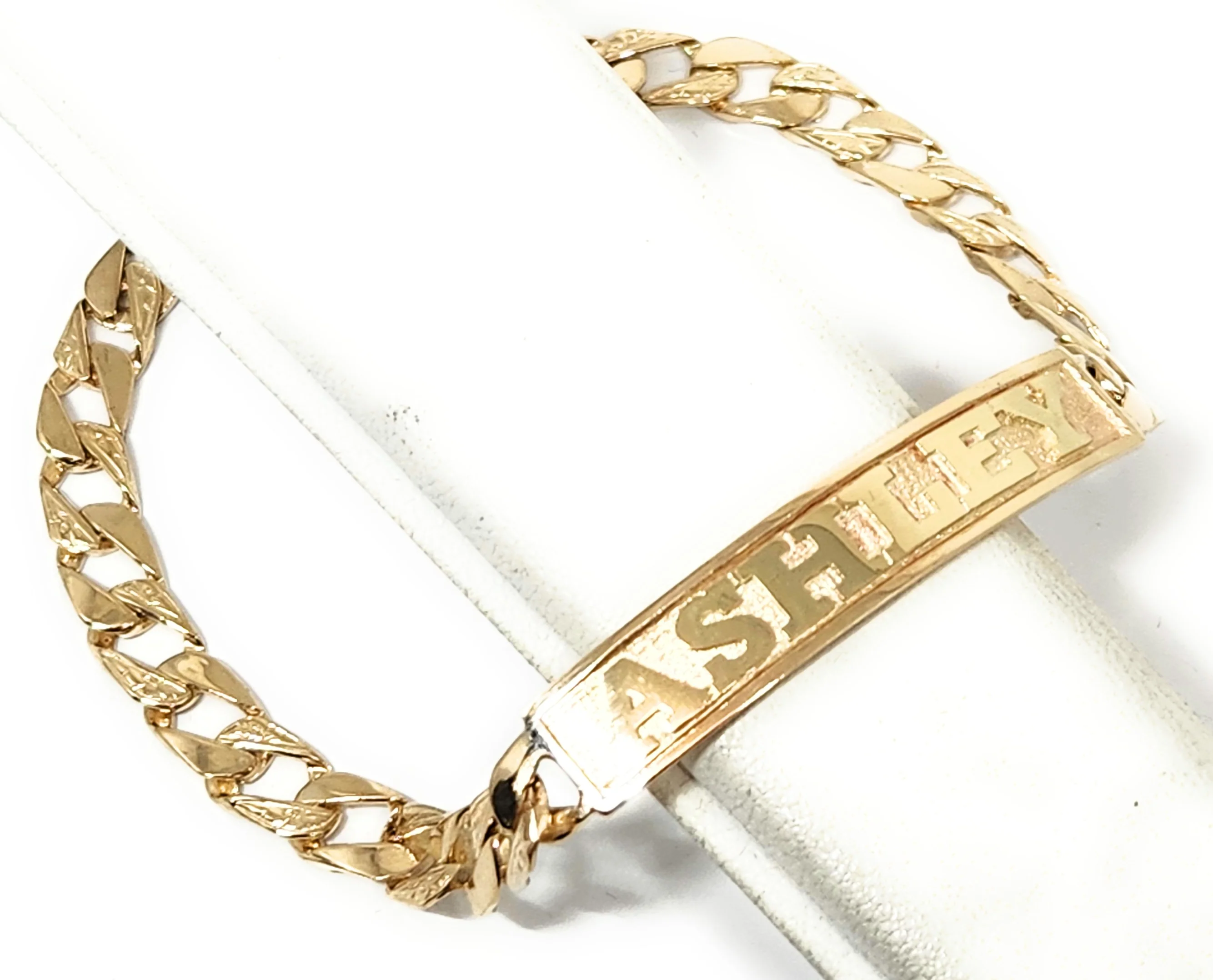 14k Solid Gold Yellow Cuban Link SUPERIMPOSED (SOBREPUESTO) CUSTOMIZED 3D NAME Brracelet 7-8 INCH 6mm WIDTH (~9g) - Image 4