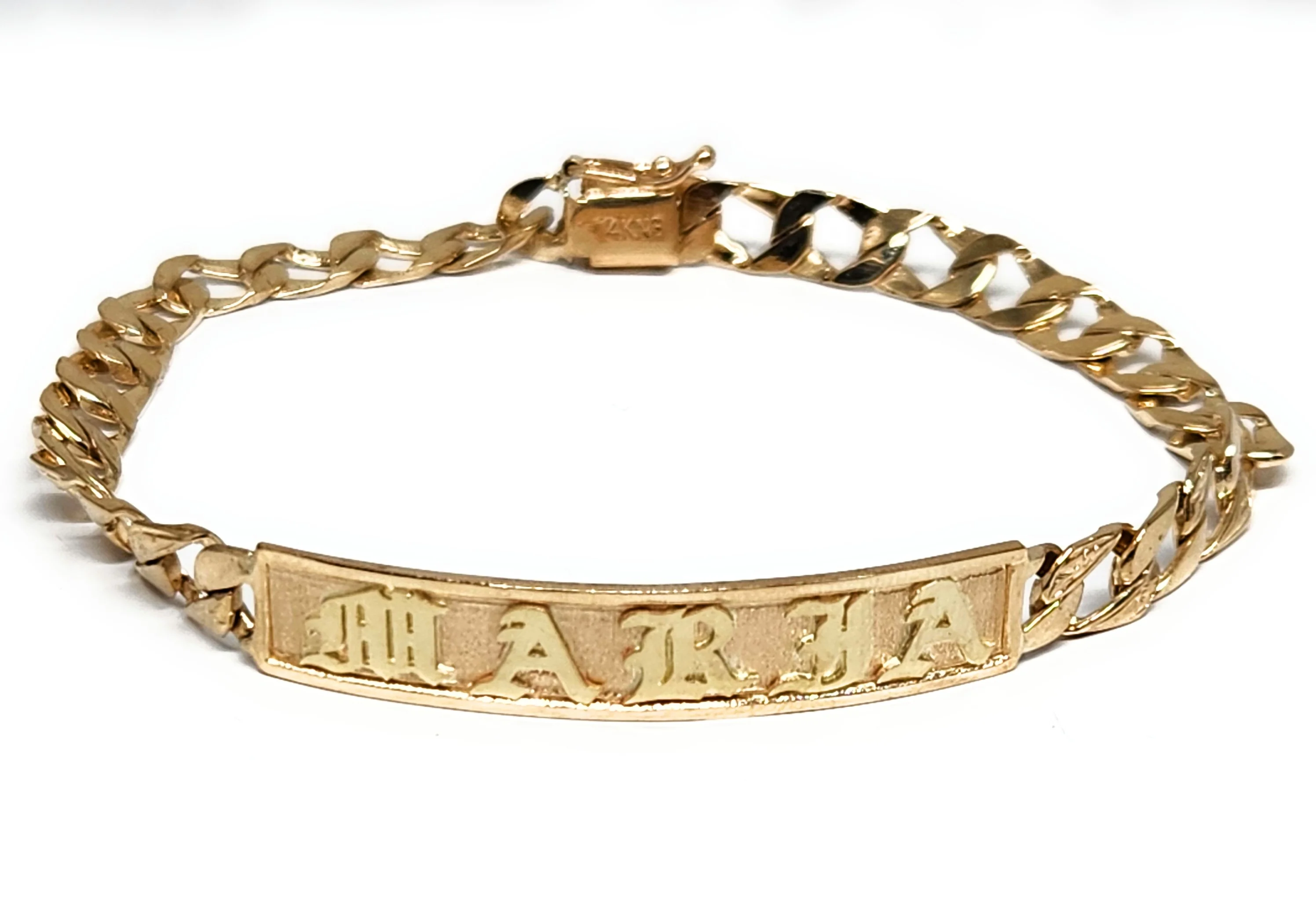 14k Solid Gold Yellow Cuban Link SUPERIMPOSED (SOBREPUESTO) CUSTOMIZED 3D NAME Brracelet 7-8 INCH 6mm WIDTH (~9g) - Image 5