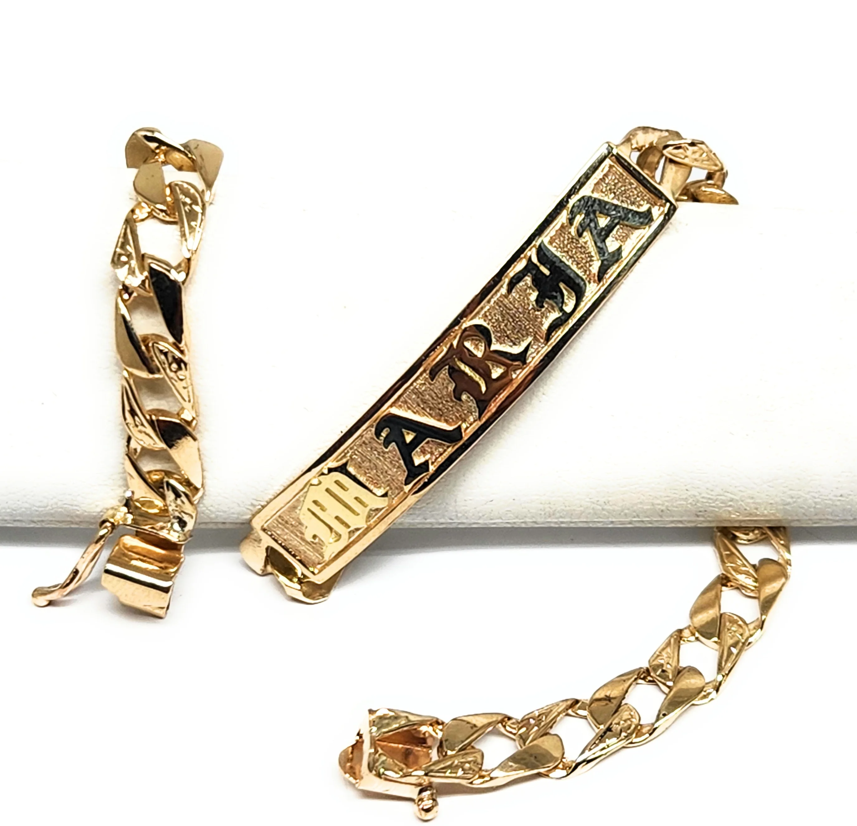 14k Solid Gold Yellow Cuban Link SUPERIMPOSED (SOBREPUESTO) CUSTOMIZED 3D NAME Brracelet 7-8 INCH 6mm WIDTH (~9g) - Image 7