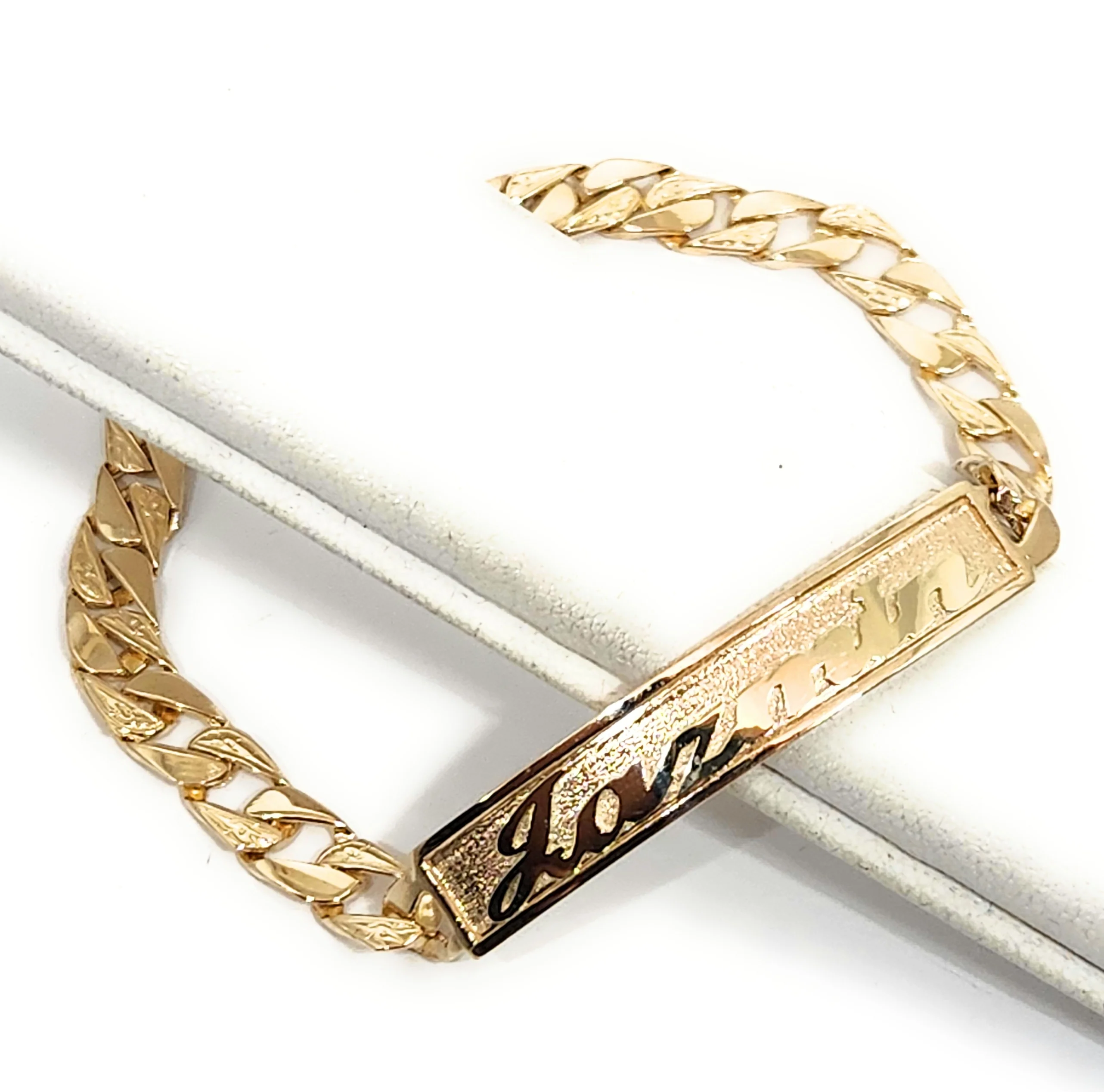 14k Solid Gold Yellow Cuban Link SUPERIMPOSED (SOBREPUESTO) CUSTOMIZED 3D NAME Brracelet 7-8 INCH 6mm WIDTH (~9g) - Image 8