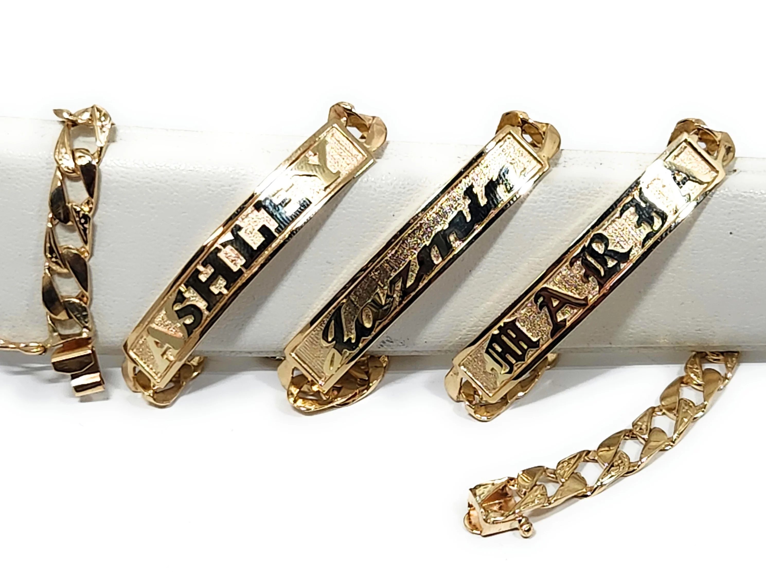 14k Solid Gold Yellow Cuban Link SUPERIMPOSED (SOBREPUESTO) CUSTOMIZED 3D NAME Brracelet 7-8 INCH 6mm WIDTH (~9g) - Image 9