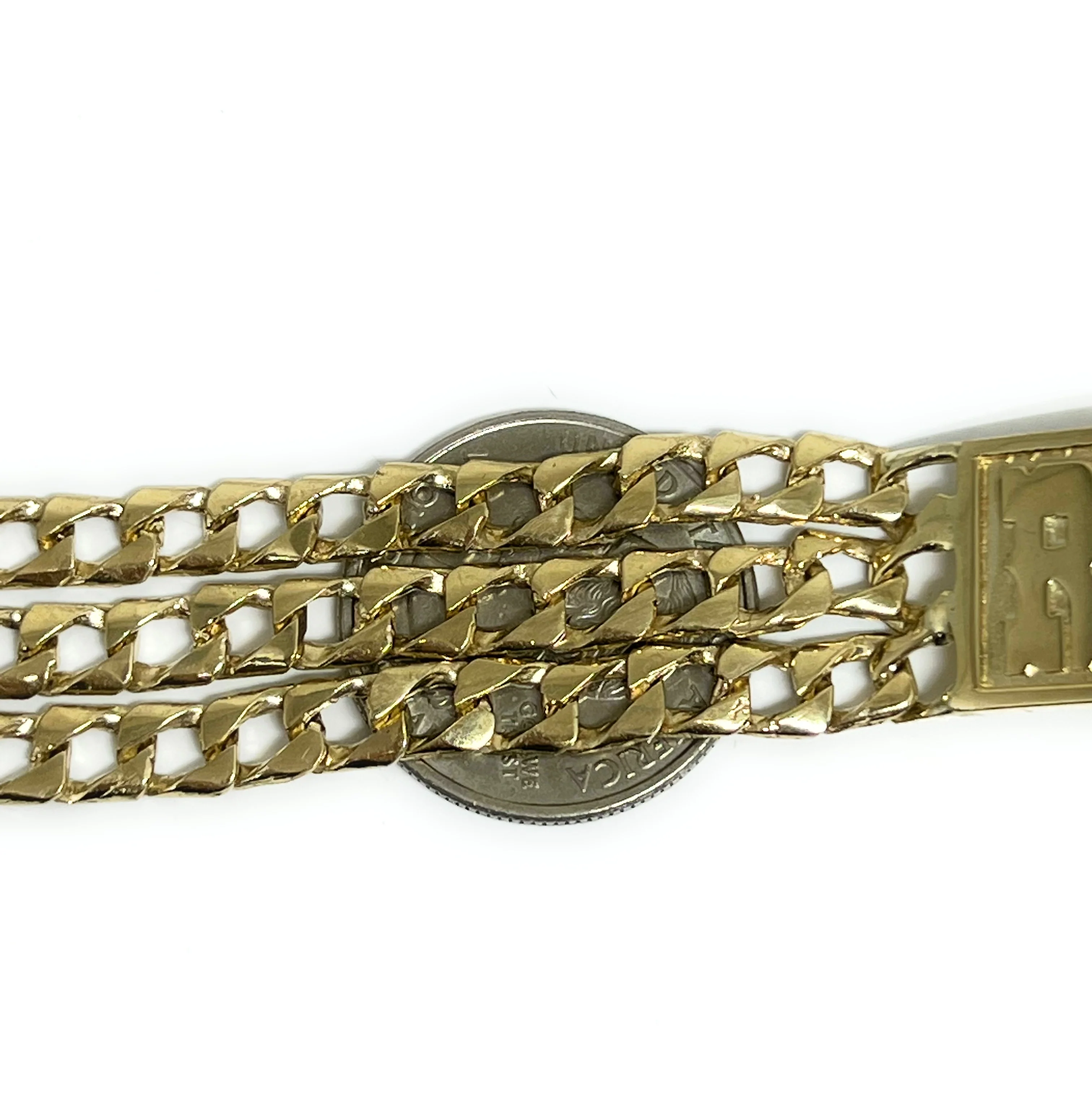 14k Solid Gold Yellow Cuban Link SUPERIMPOSED (SOBREPUESTO) CUSTOMIZED 3D NAME Brracelet 8-9 INCH - Image 11