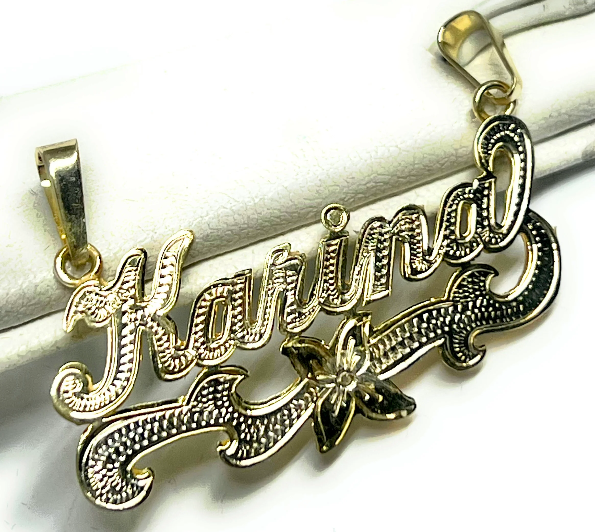 14k Solid Gold Yellow Custom 3D Double Name Illusion (WHITE GOLD OR ALL YELLOW GOLD) Nameplate Pendant Necklace - Image 13