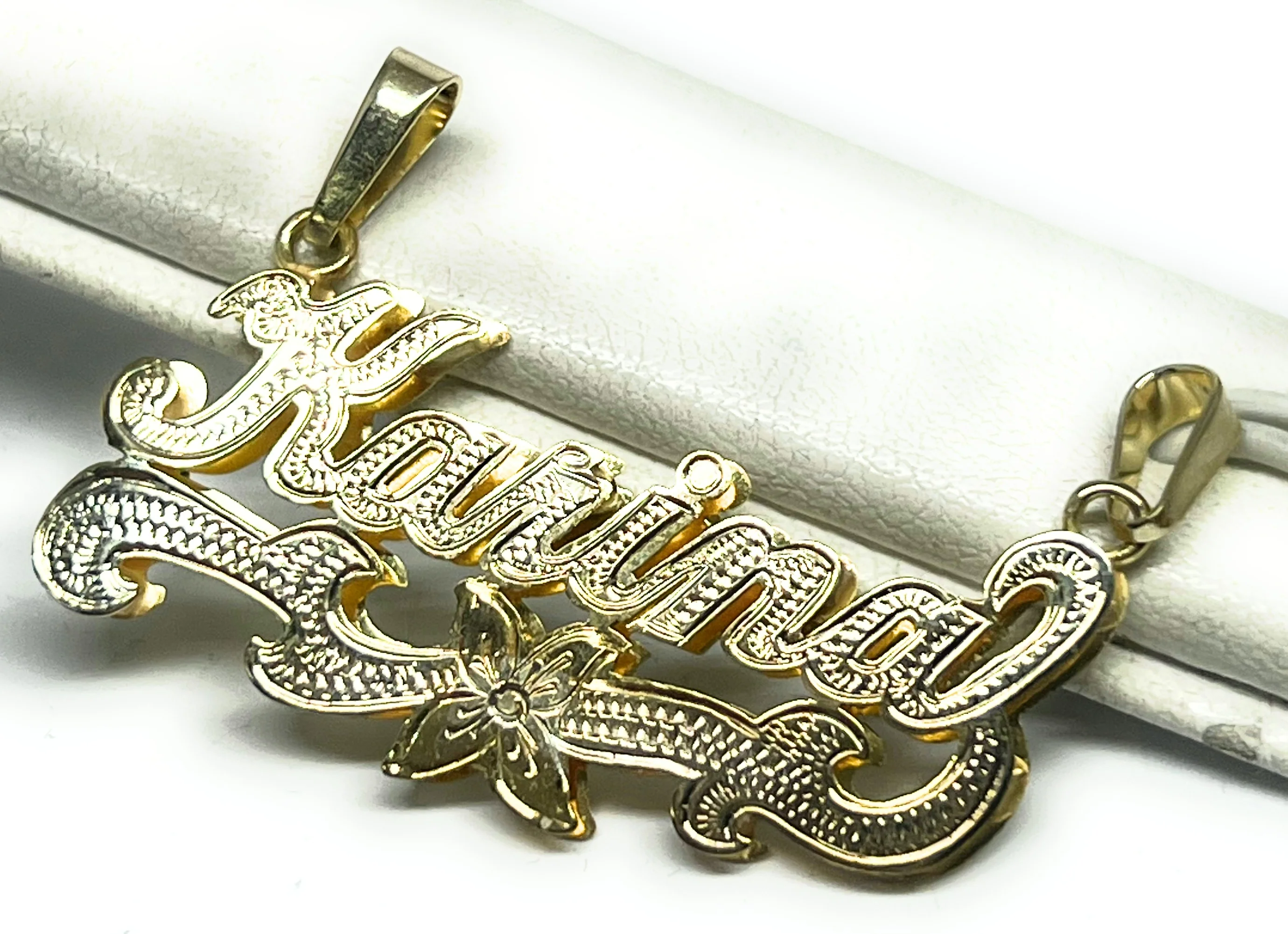 14k Solid Gold Yellow Custom 3D Double Name Illusion (WHITE GOLD OR ALL YELLOW GOLD) Nameplate Pendant Necklace - Image 14