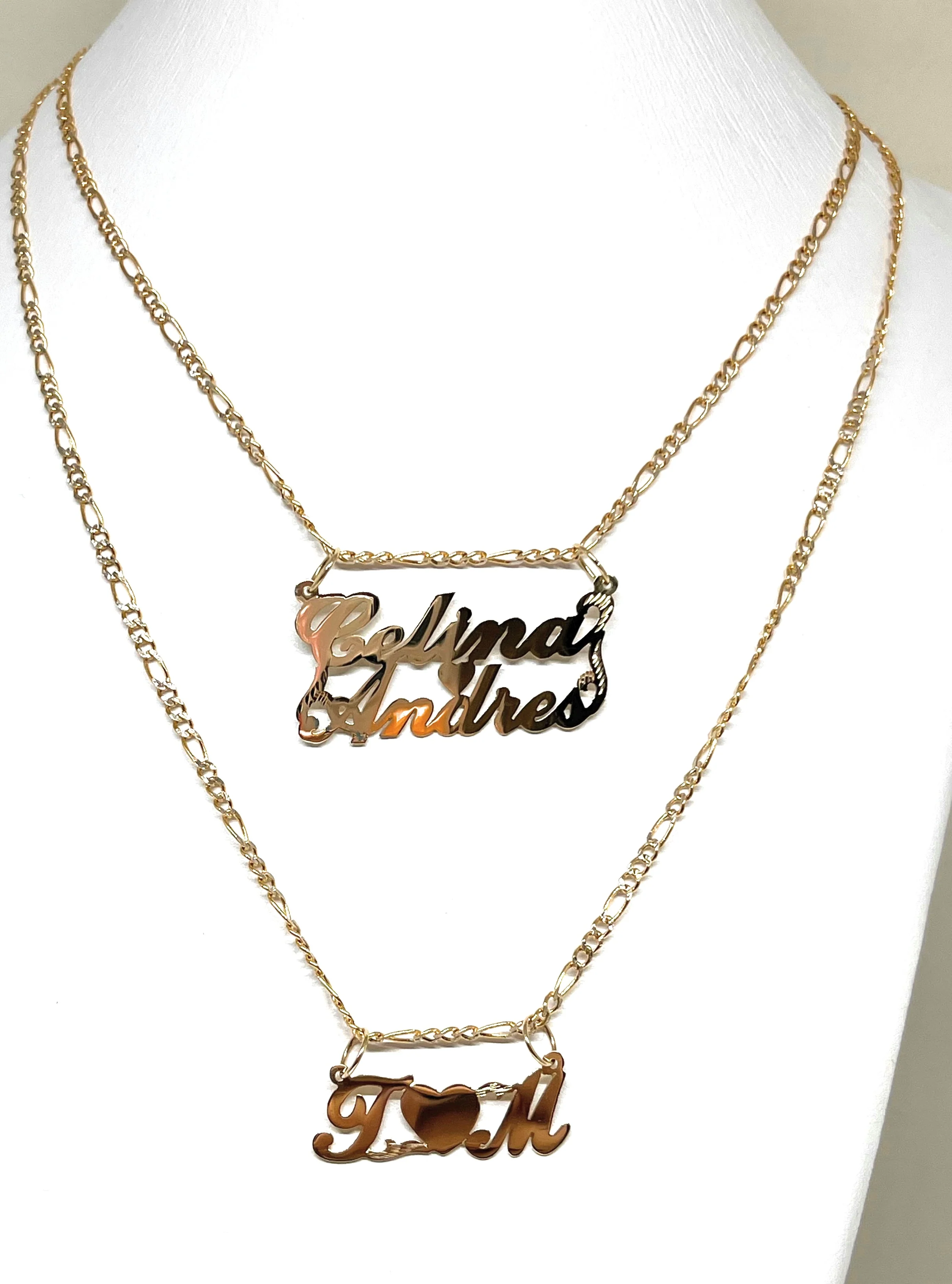 14k Solid Gold Yellow Custom Double Initial Heart Letter Pendant Necklace with Chain Options - Image 4