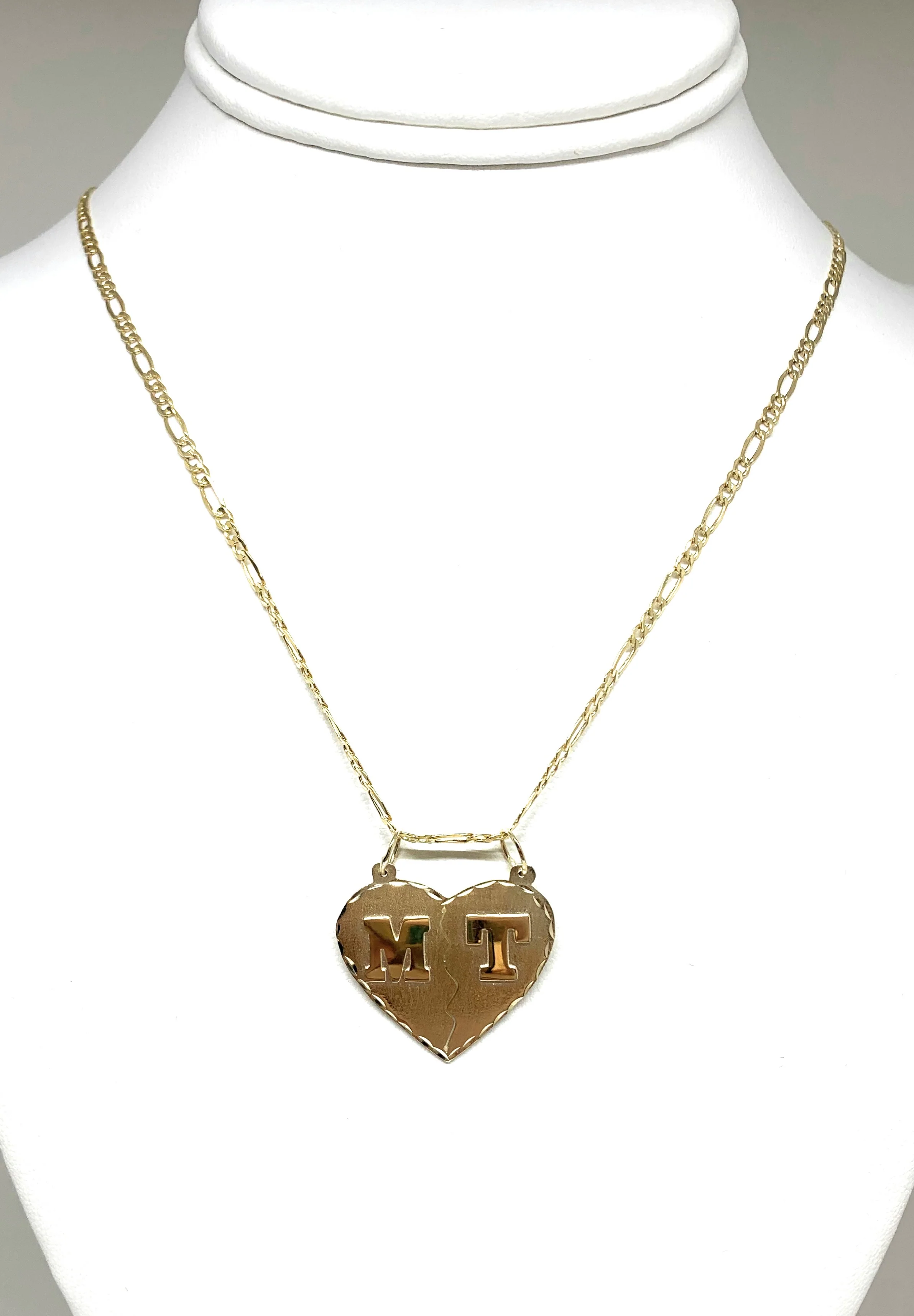 14k Solid Gold Yellow Custom Double Initial Heart Pendant Necklace - Image 4